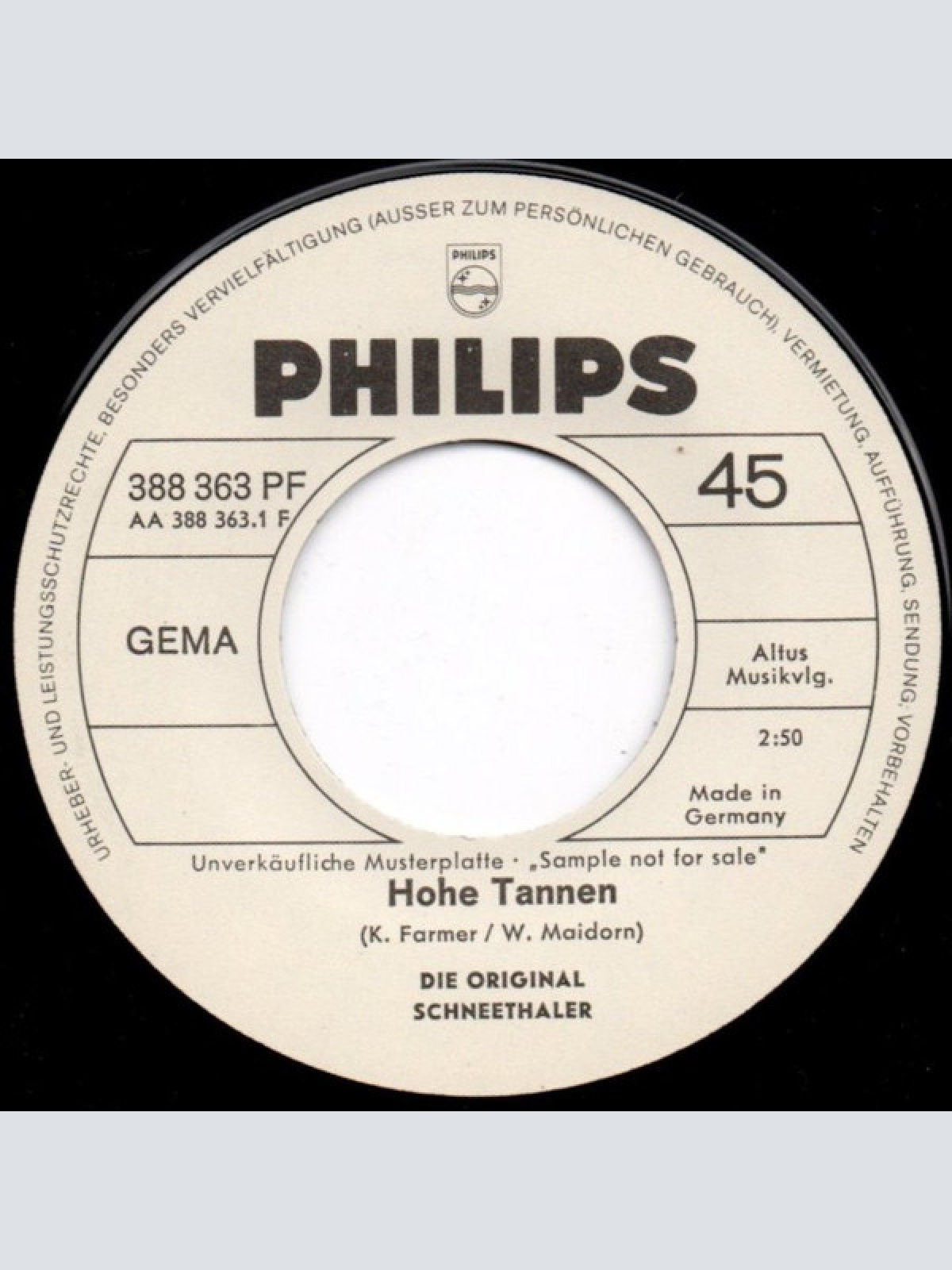 Vinyl / Die Original Schneethaler* - Hohe Tannen