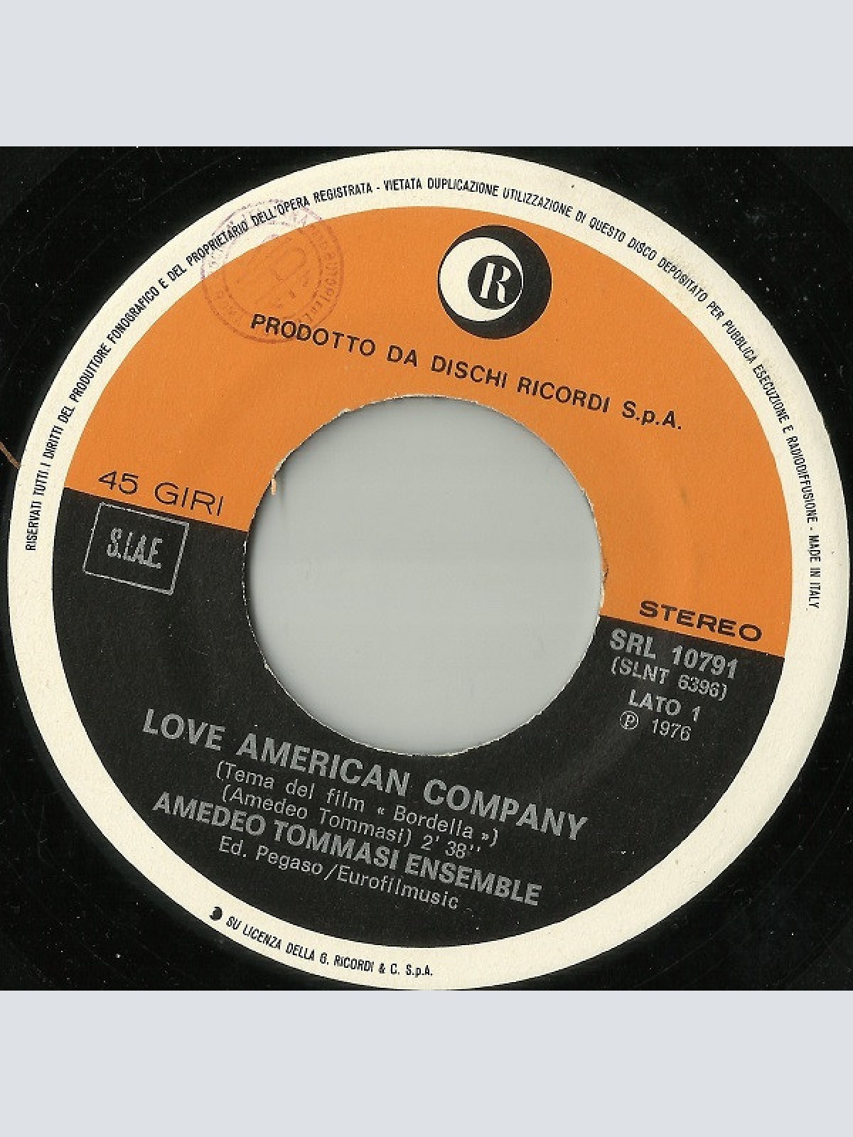 Vinyl / Amedeo Tommasi Ensemble - Dalla Colonna Sonora Originale Del Film Bordella