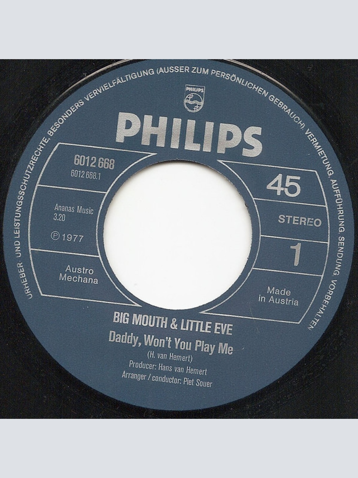 Vinyl / Big Mouth & Little Eve - Daddy, Won't You Play Me