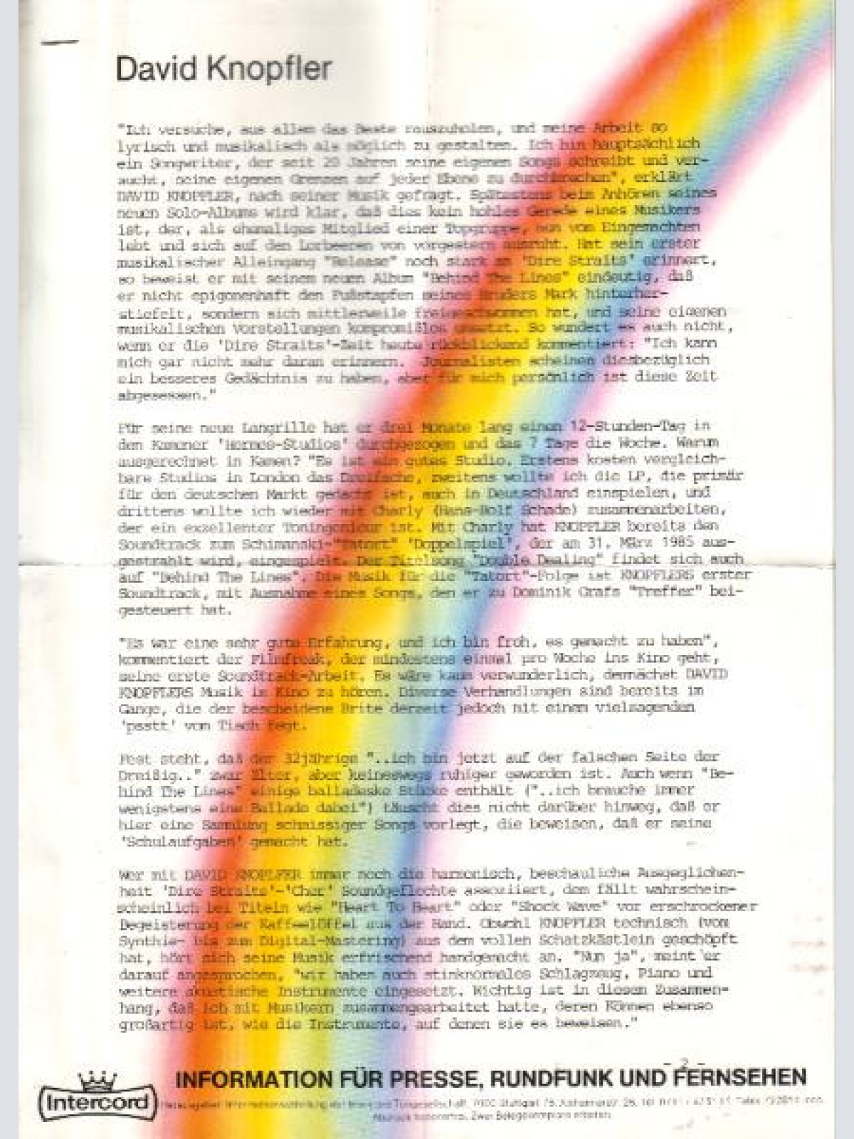 Vinyl / David Knopfler - Heart To Heart • Double Dealing