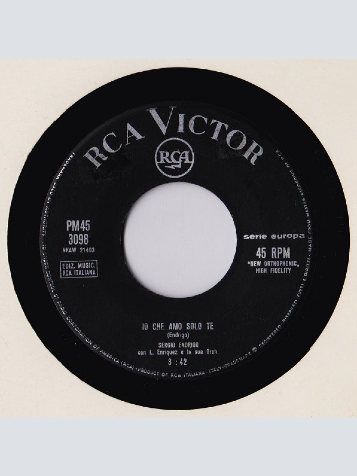 Vinyl / Sergio Endrigo - Io Che Amo Solo Te
