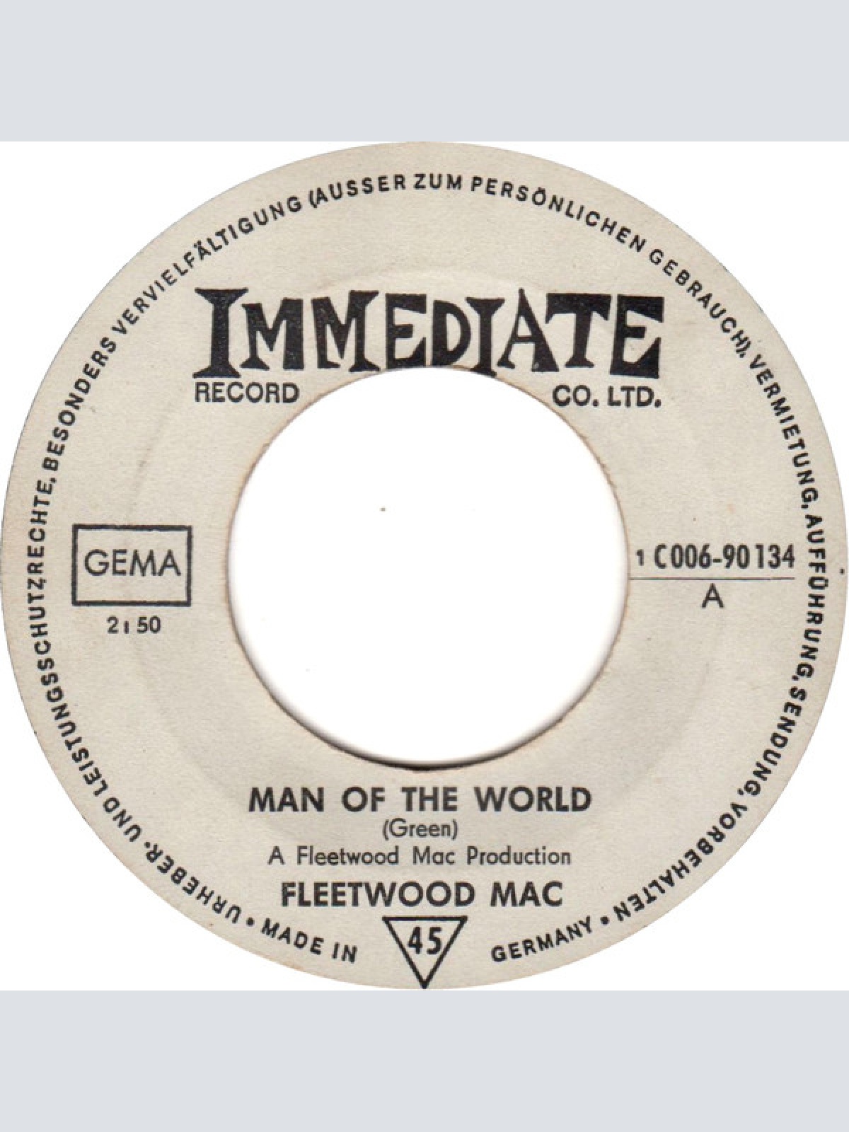 Vinyl / Fleetwood Mac / Earl Vince And The Valiants* - Man Of The World / Somebody's Gonna Get Their Head Kicked In Tonite