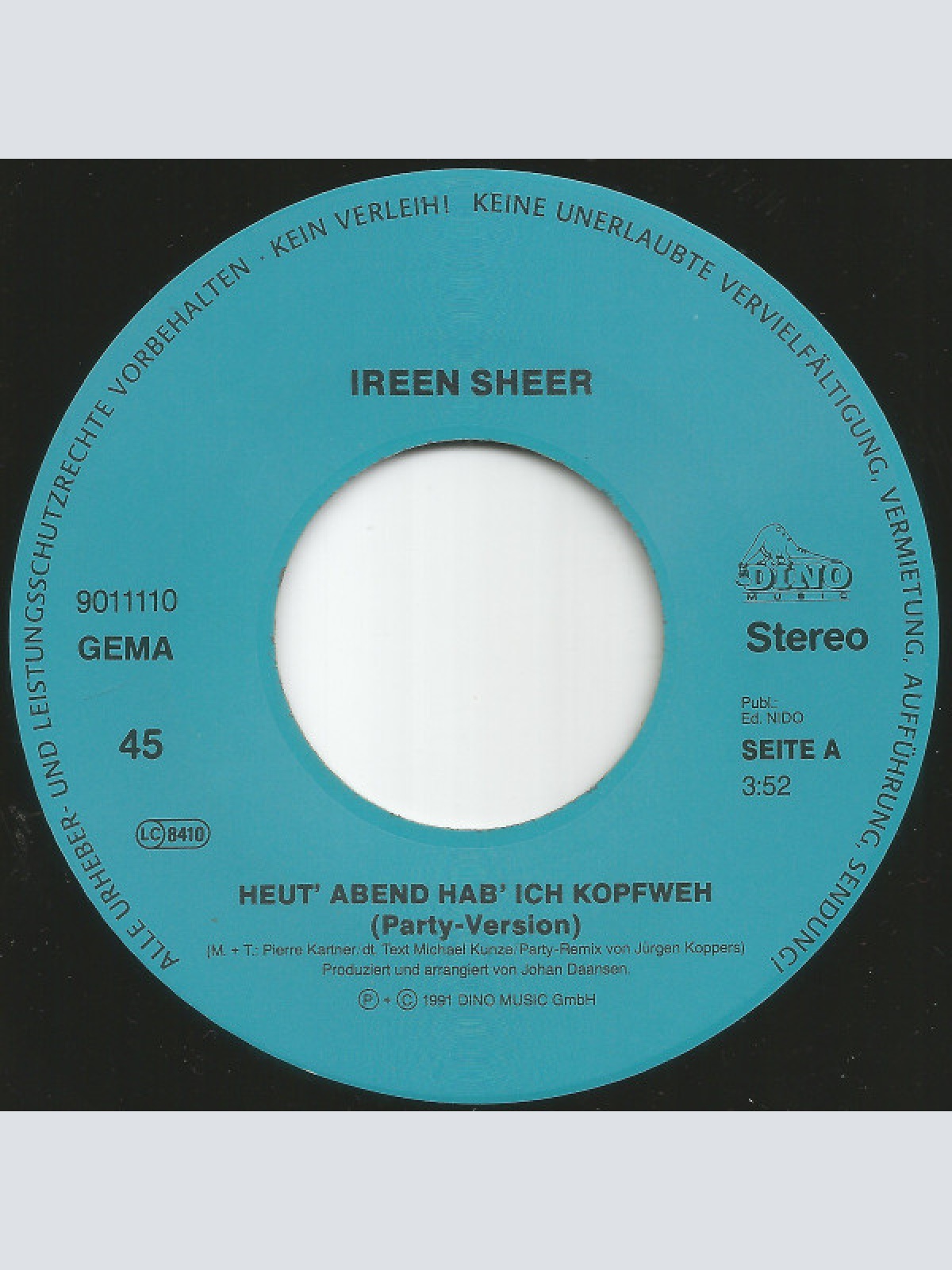 Vinyl / Ireen Sheer - Heut' Abend Hab' Ich Kopfweh