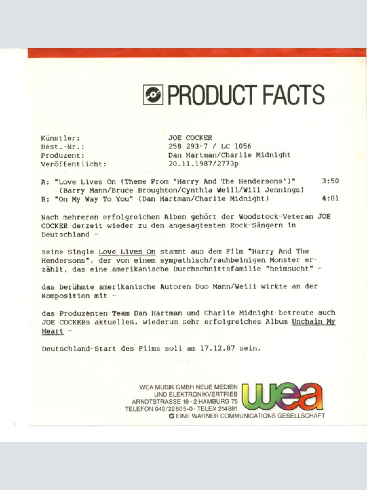 Vinyl / Joe Cocker - Love Lives On