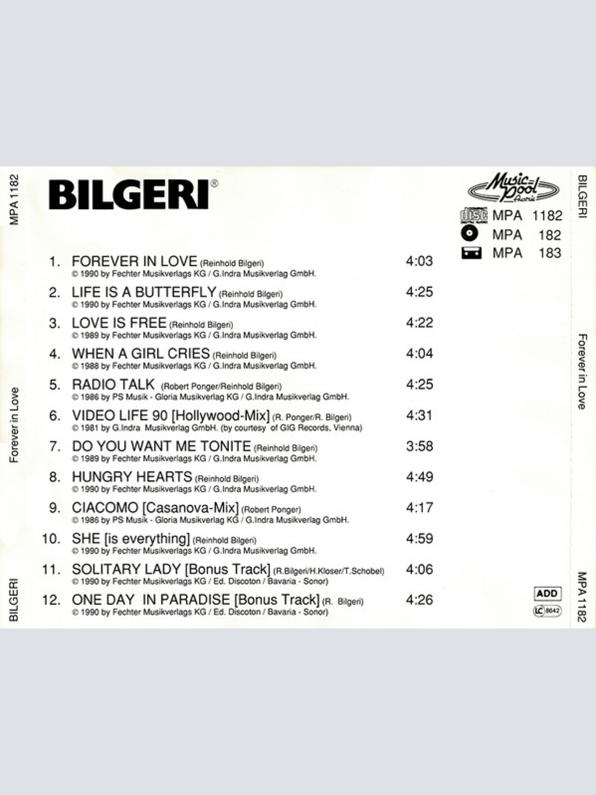 CD / Bilgeri - Forever In Love