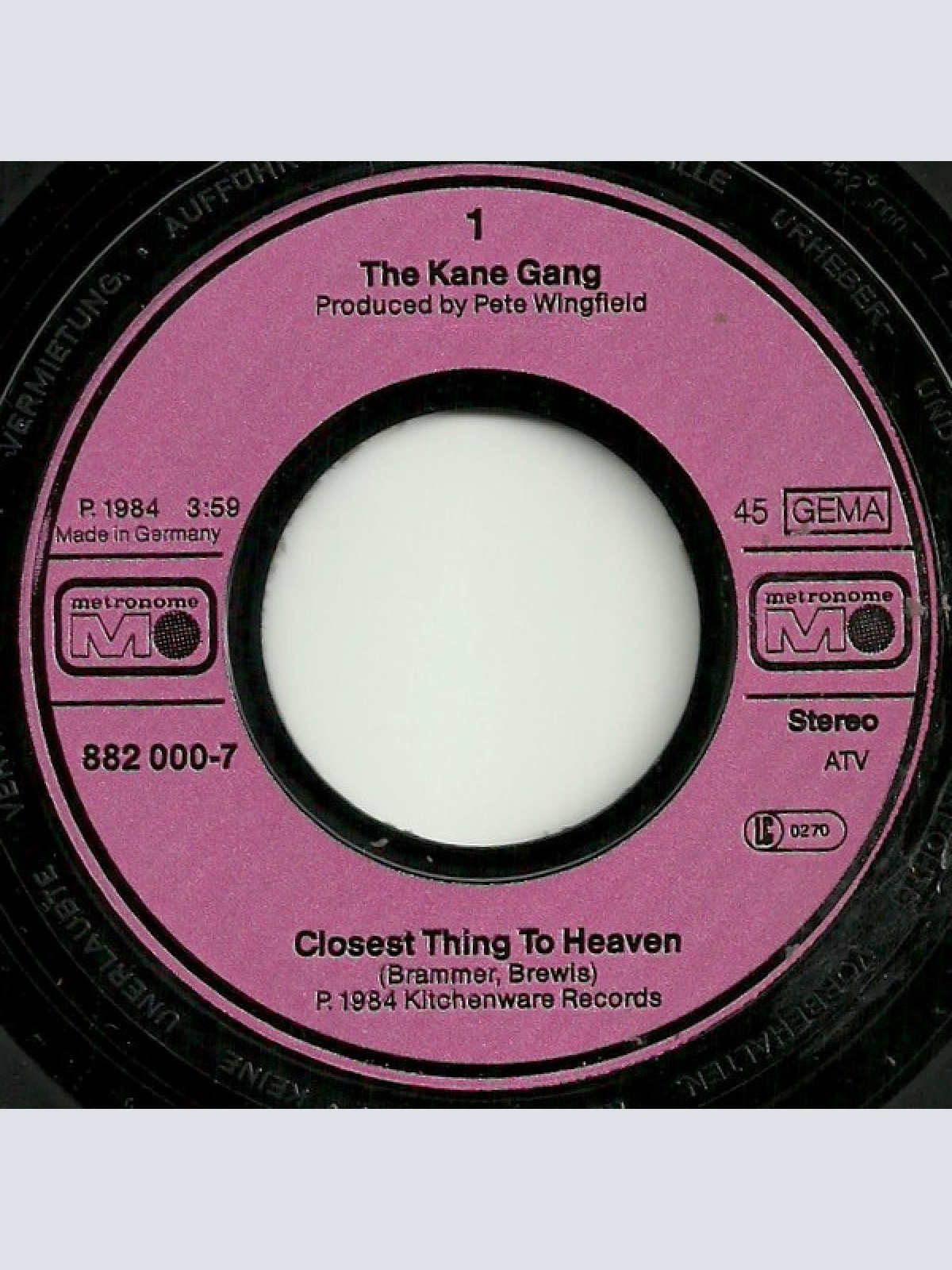 Vinyl / The Kane Gang - Closest Thing To Heaven