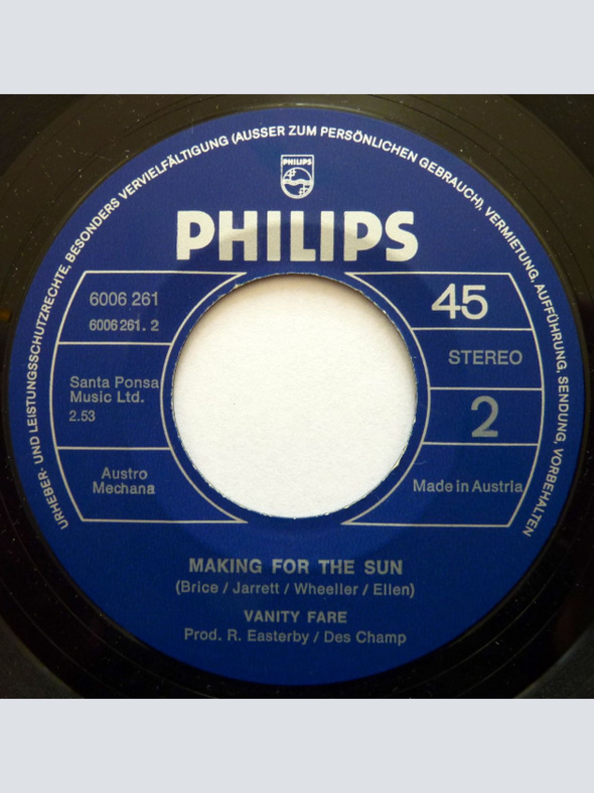 Vinyl / Vanity Fare - Rock And Roll Is Back / Making For The Sun