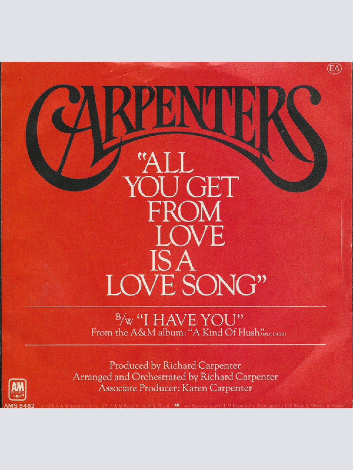 Vinyl / Carpenters - All You Get From Love Is A Love Song