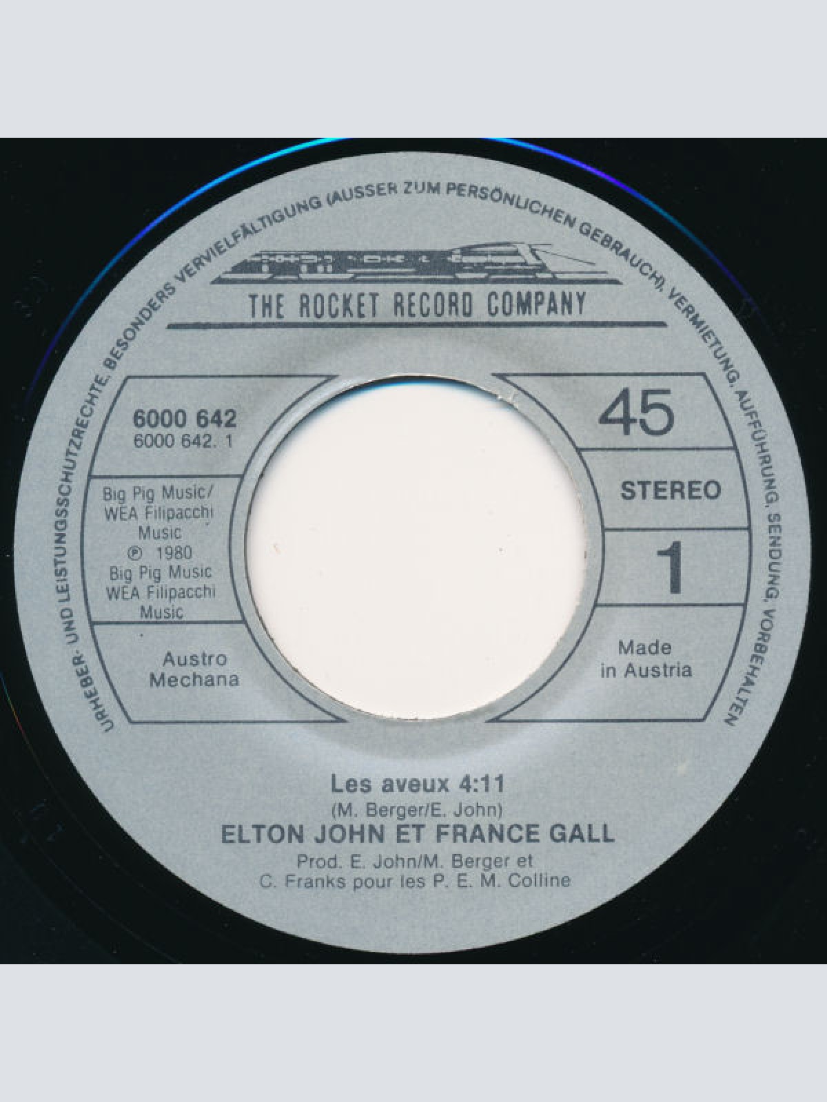 Vinyl / Elton John & France Gall - Les Aveux