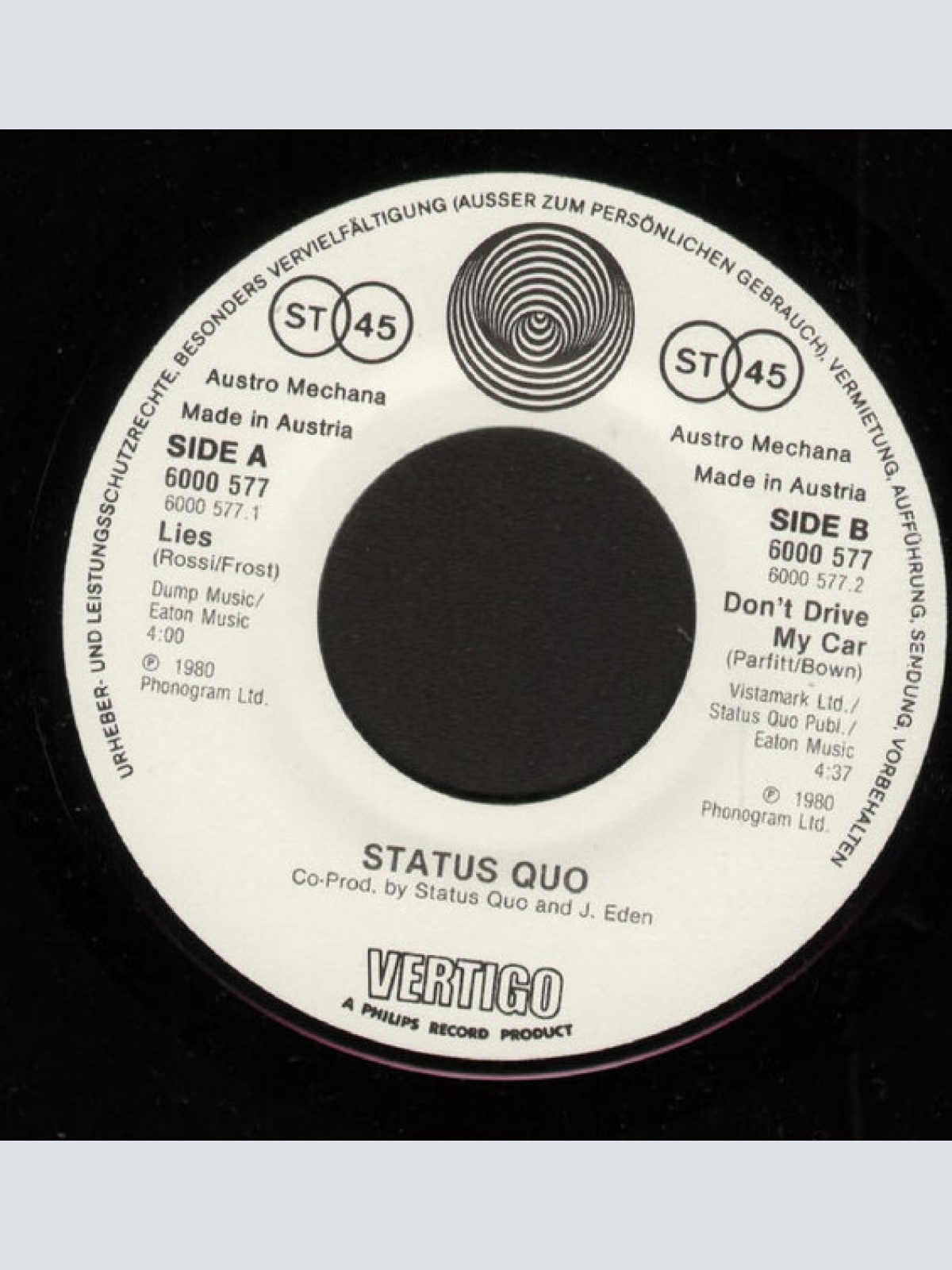 Vinyl / Status Quo - Lies