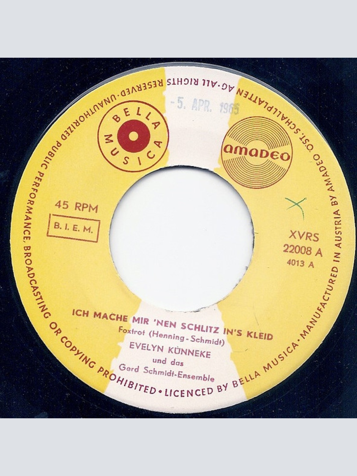 Vinyl / Evelyn Künneke - Ich Mache Mir 'Nen Schlitz In's Kleid / Die Männer Sind So Knapp