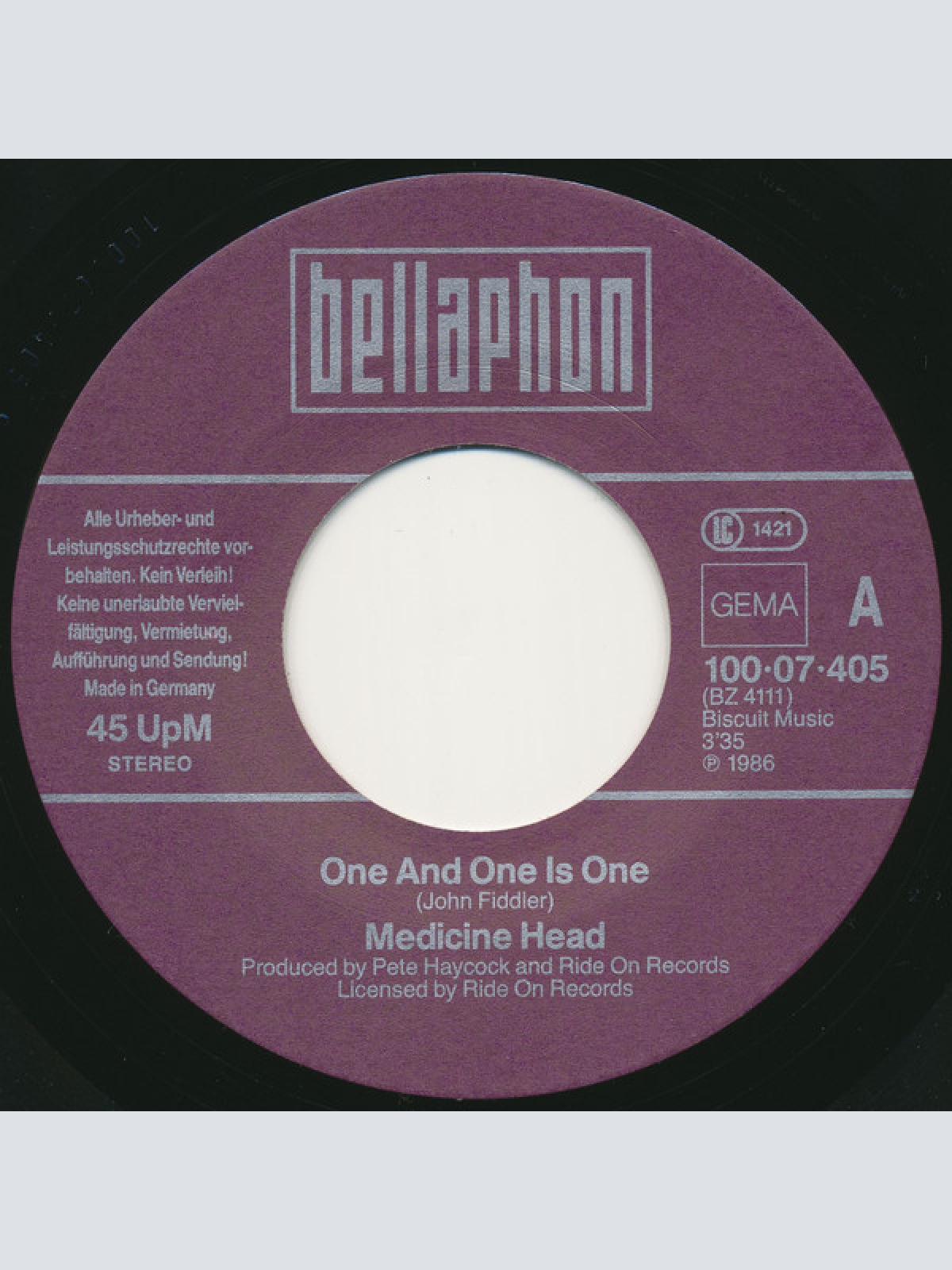 Vinyl / Medicine Head (2) - One And One Is One