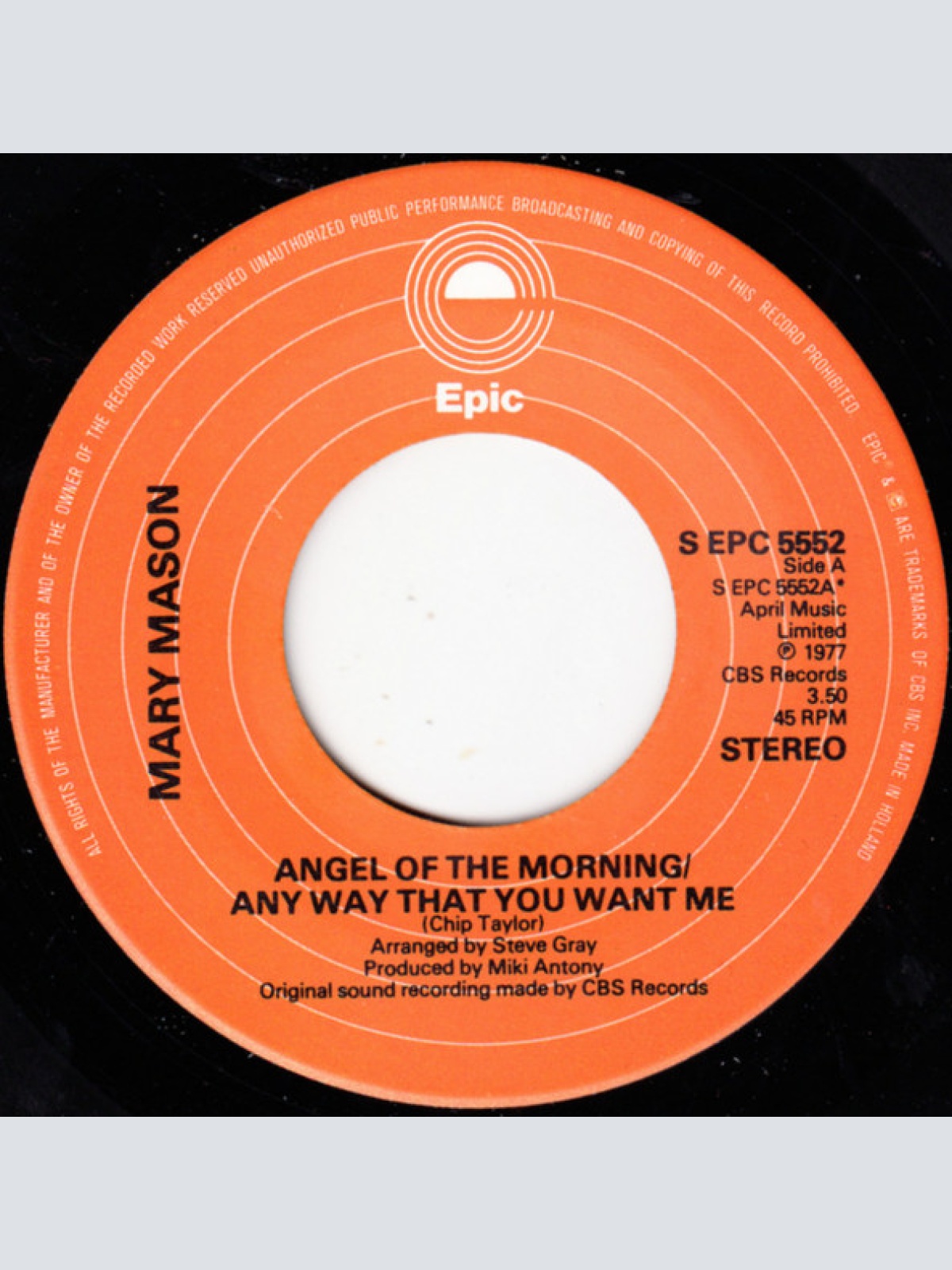 Vinyl / Mary Mason - Angel Of The Morning / Any Way That You Want Me