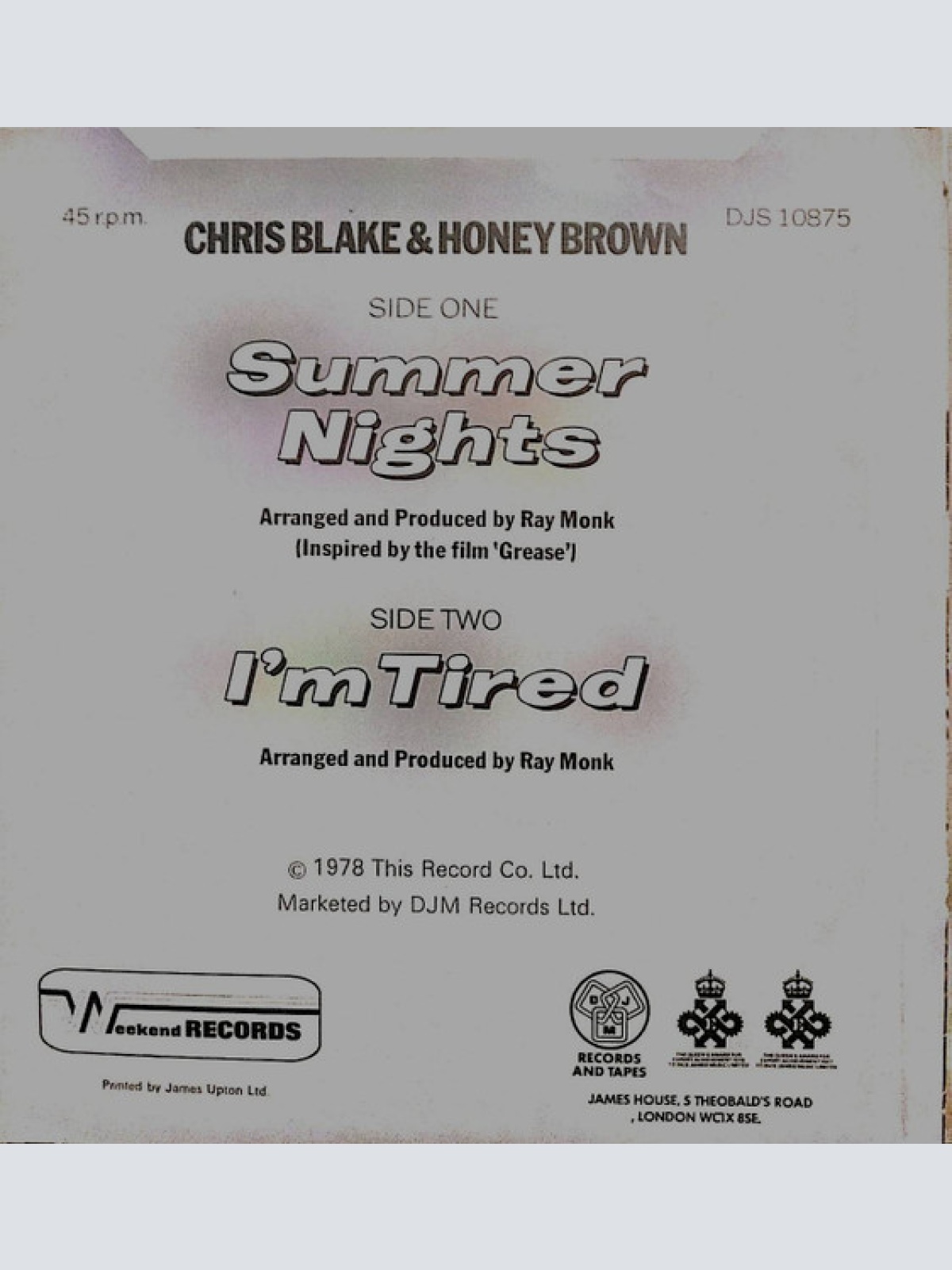 Vinyl / Chris Blake* & Honey Brown (5) - Summer Nights