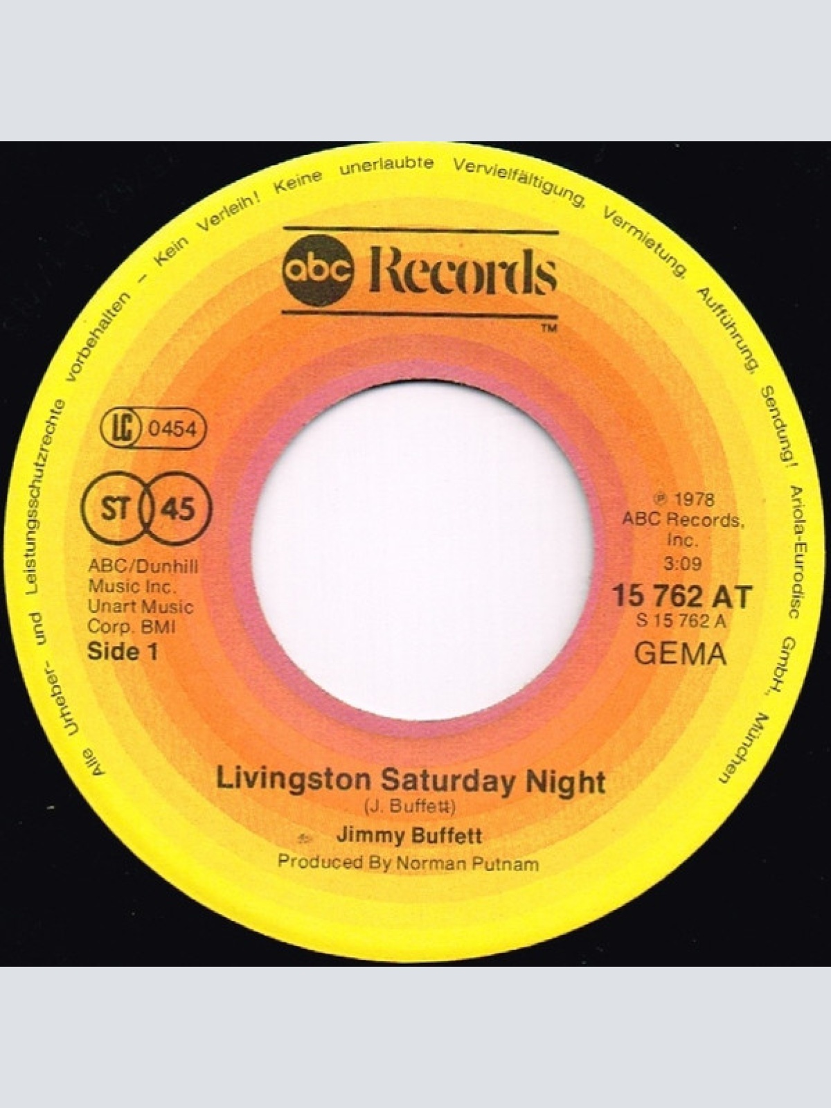 Vinyl / Jimmy Buffett - Livingston Saturday Night
