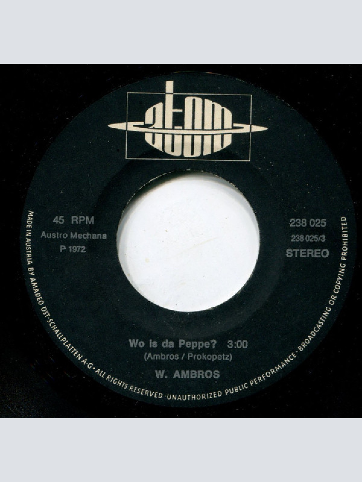 Vinyl / W. Ambros* - Wo Is Da Peppe? / Kagran