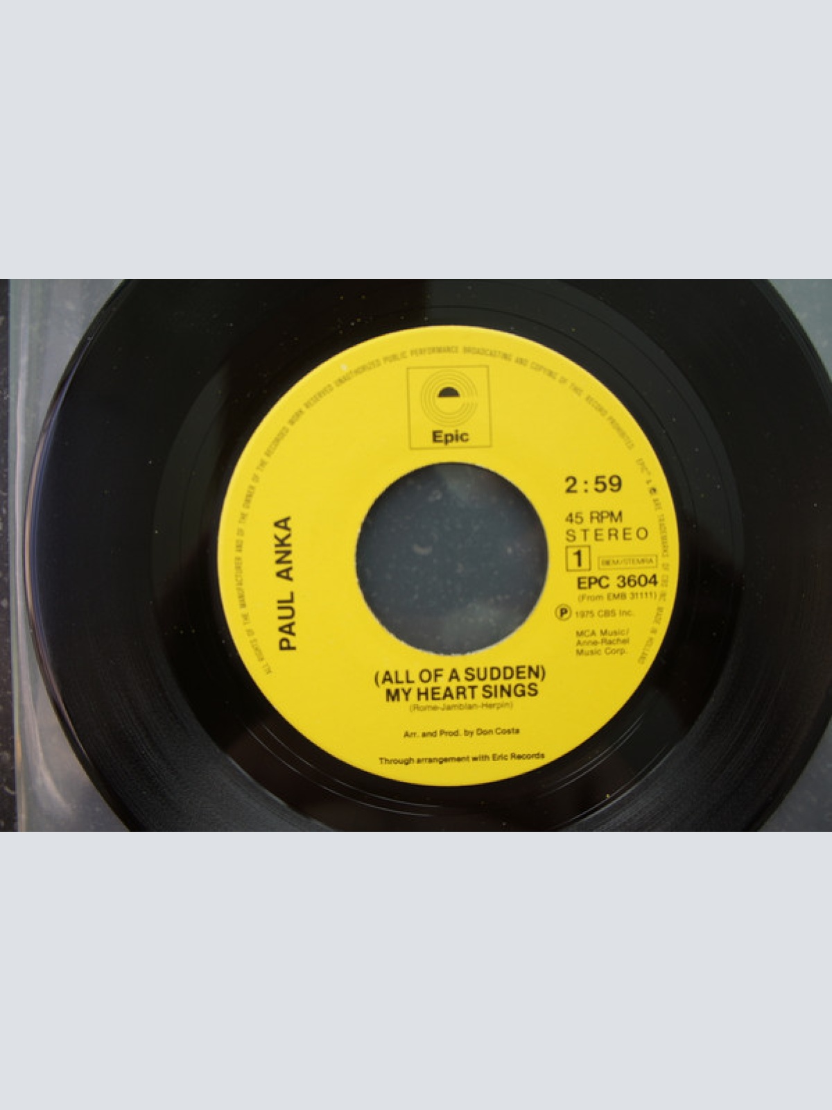 Vinyl / Paul Anka - (All Of A Sudden) My Heart Sings