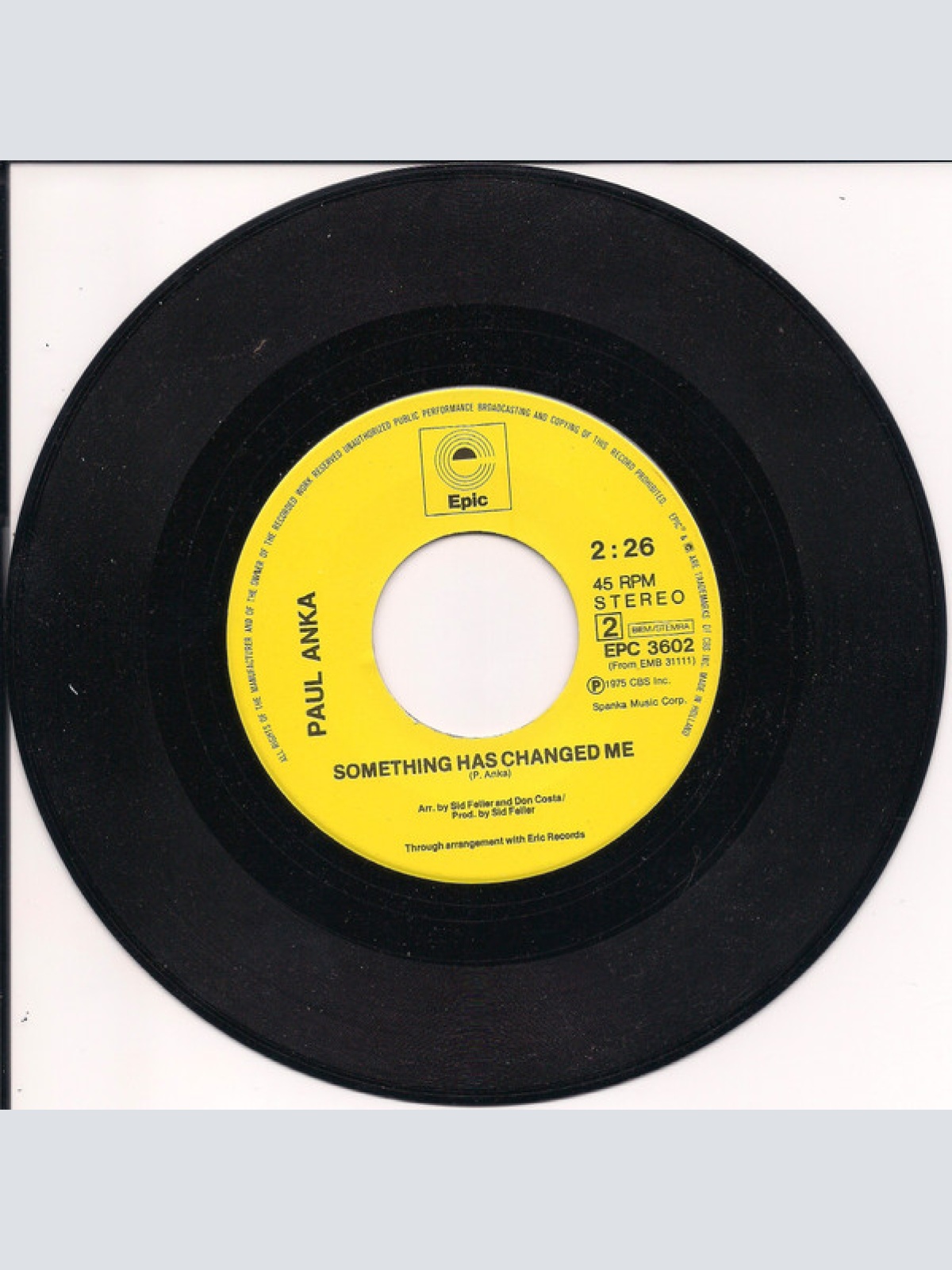 Vinyl / Paul Anka - Don't Gamble With Love / Something Has Changed Me