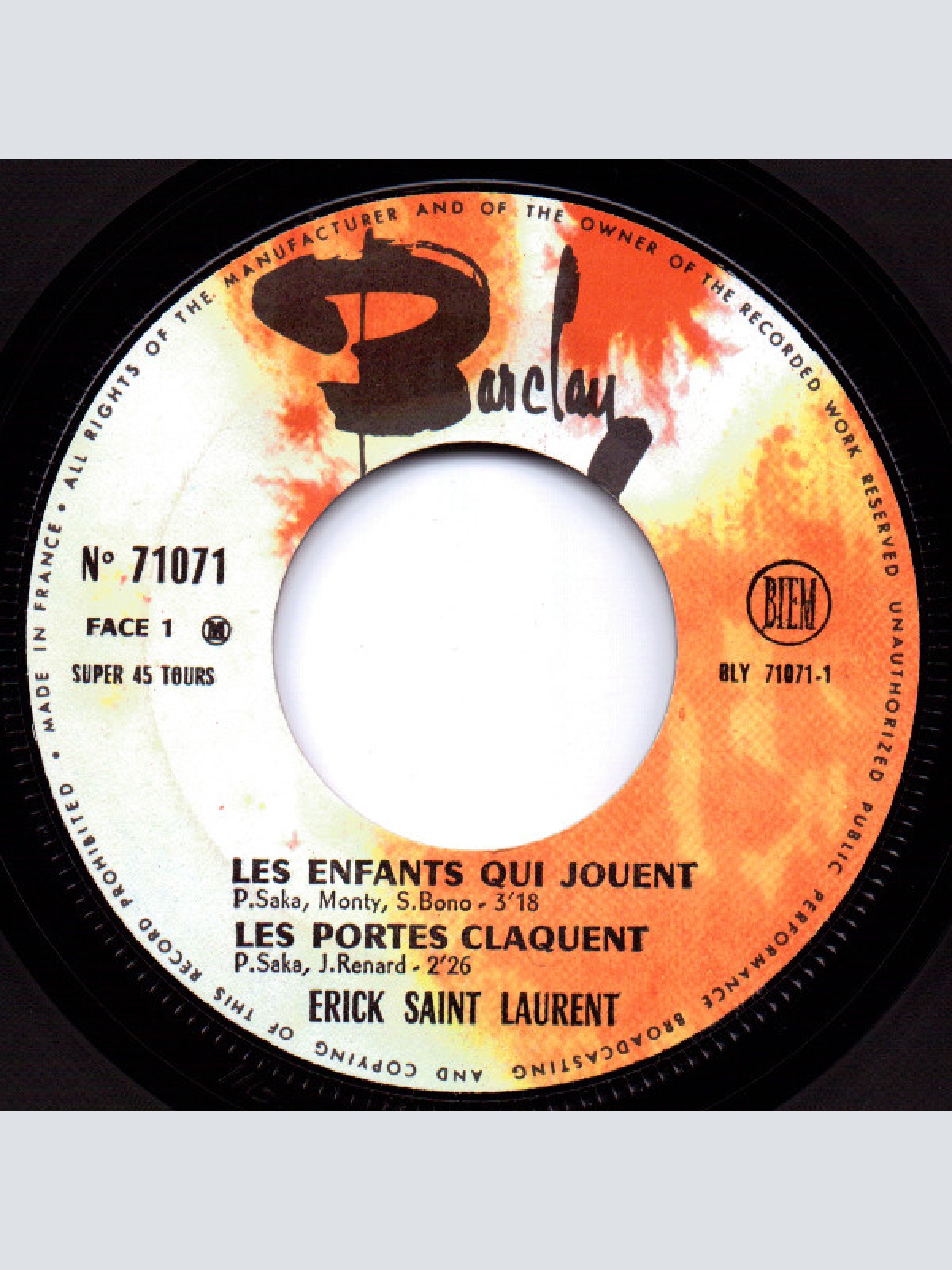 Vinyl / Erick Saint Laurent* - Les Enfants Qui Jouent