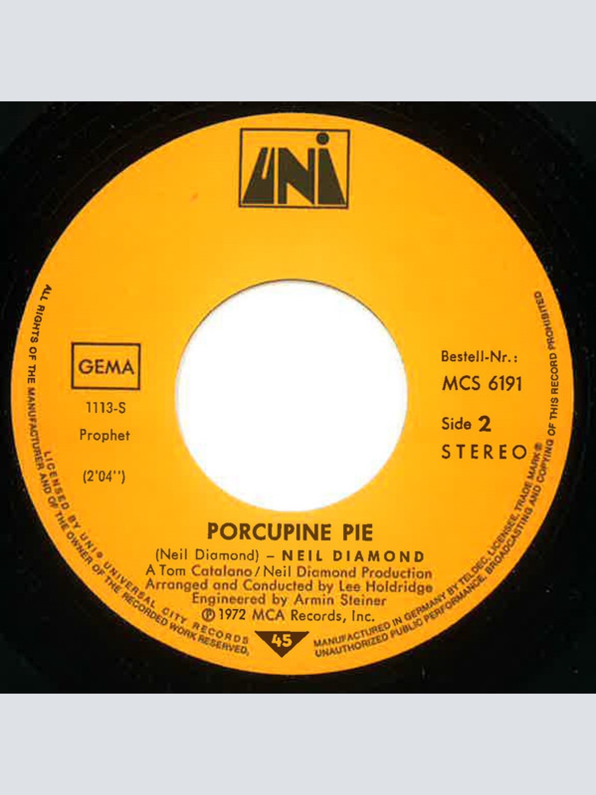 Vinyl / Neil Diamond - Play Me / Porcupine Pie