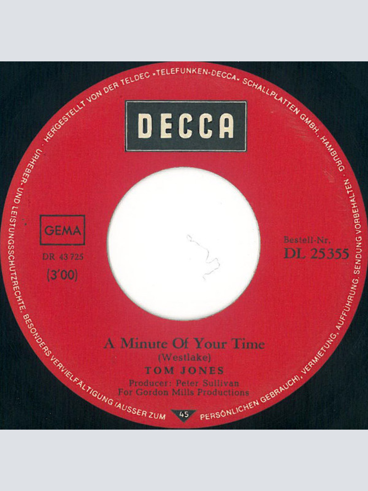 Vinyl / Tom Jones - A Minute Of Your Time