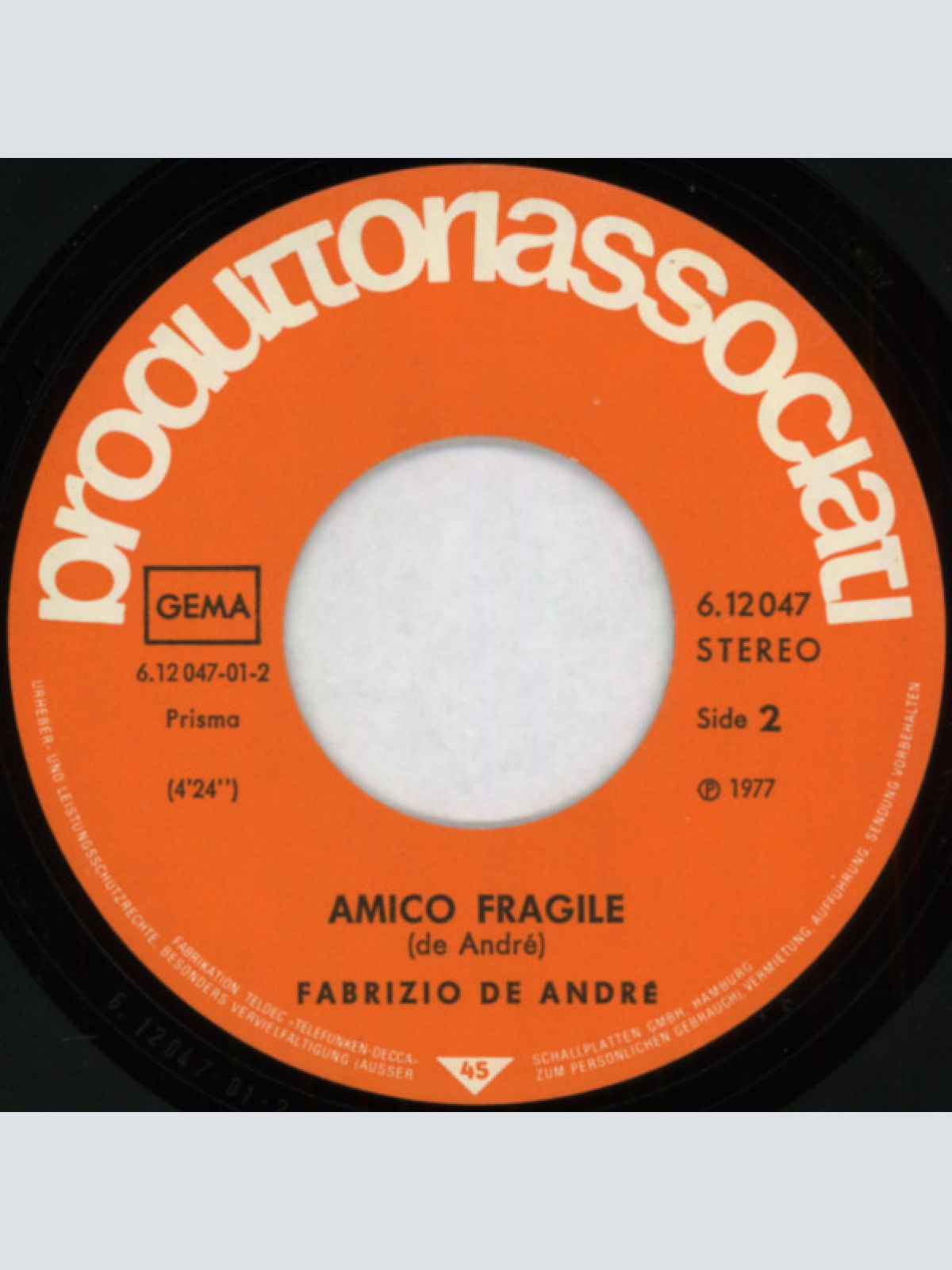 Vinyl / Fabrizio De André - La Cattiva Strada / Amico Fragile