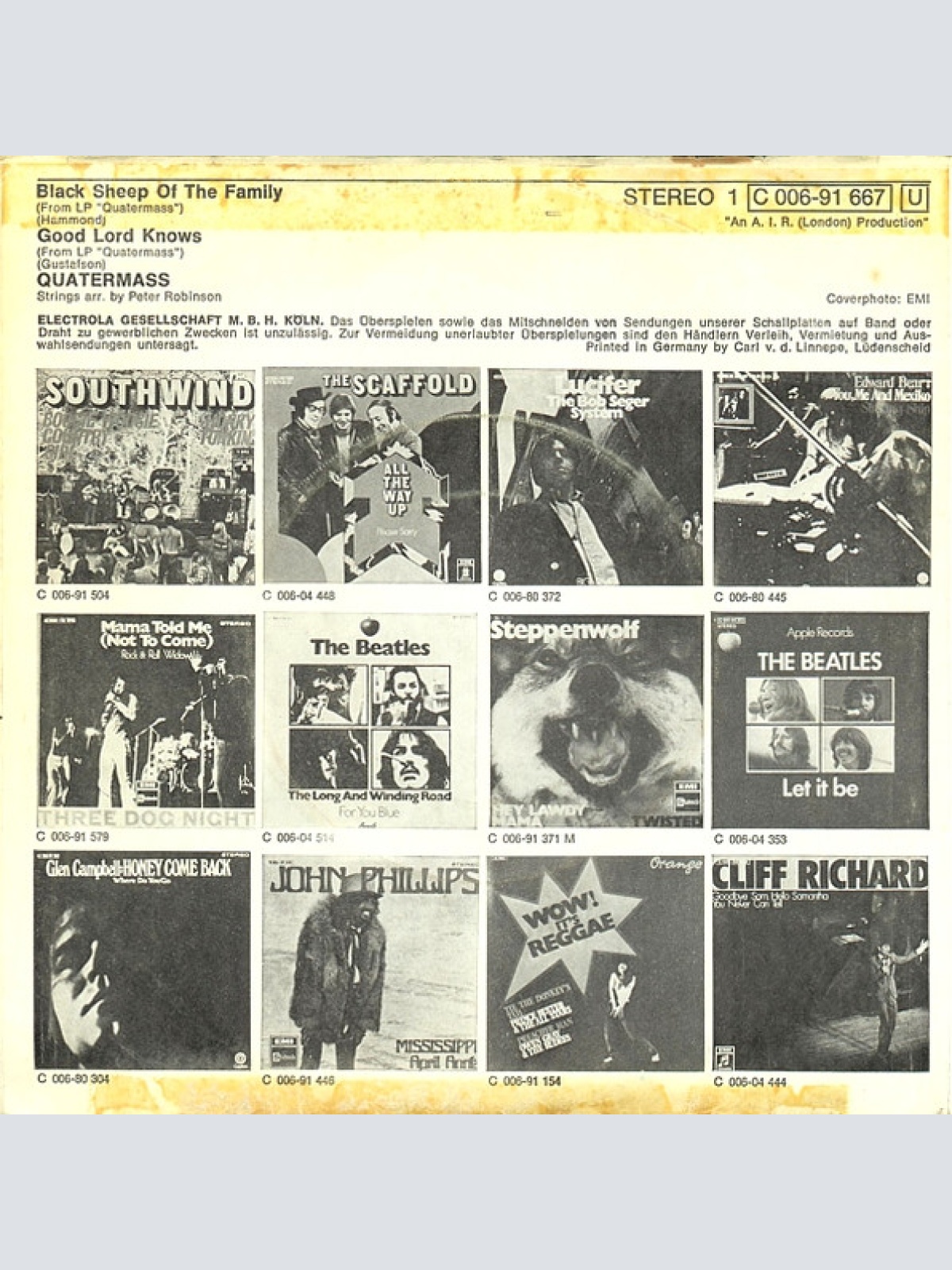 Vinyl / Quatermass (3) - Black Sheep Of The Family / Good Lord Knows