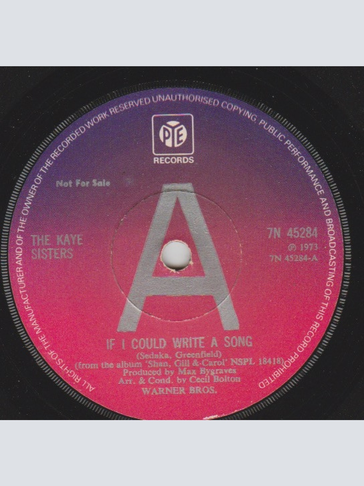 Vinyl / The Kaye Sisters - If I Could Write A Song