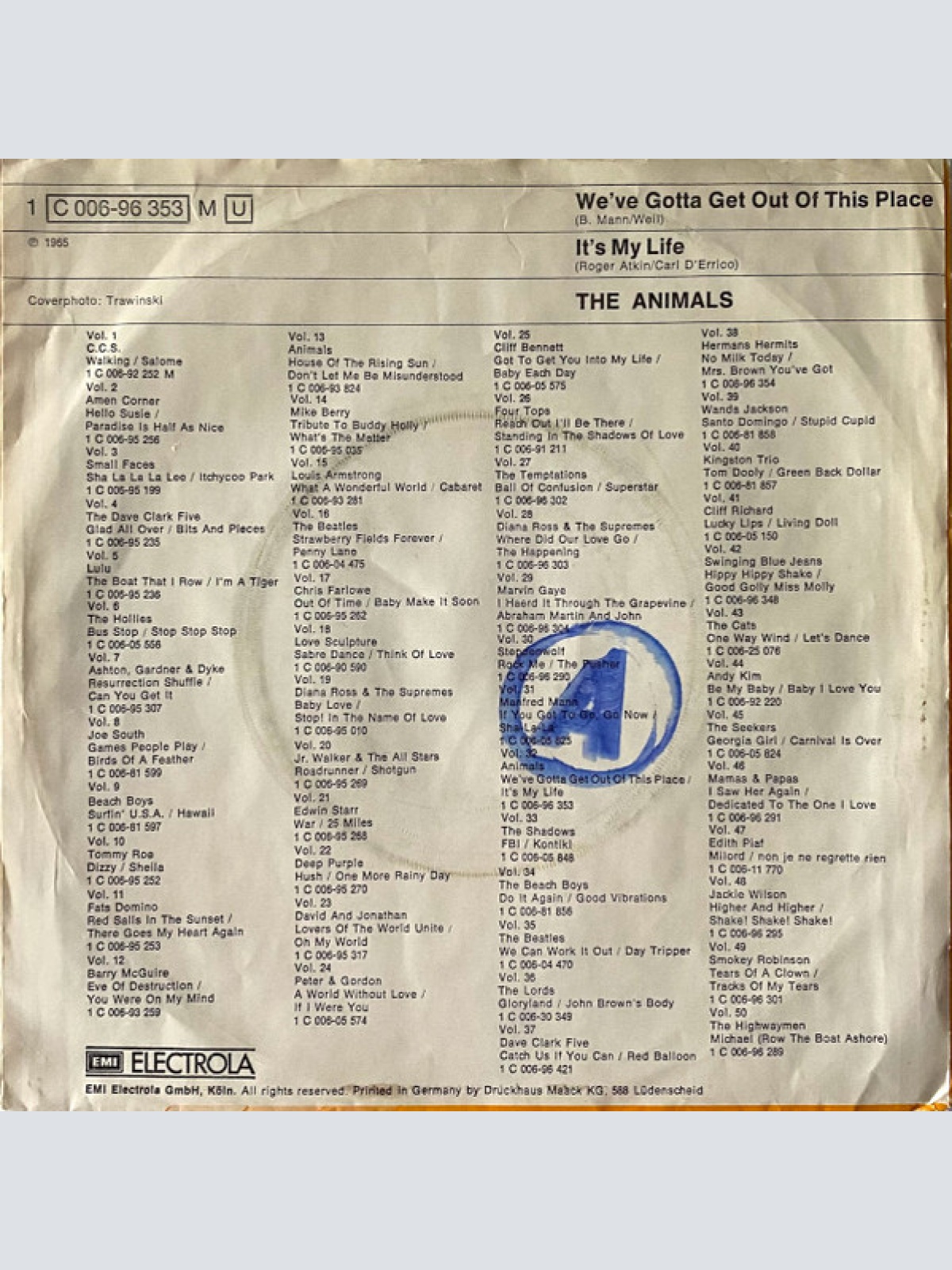 Vinyl / The Animals - We've Gotta Get Out Of This Place