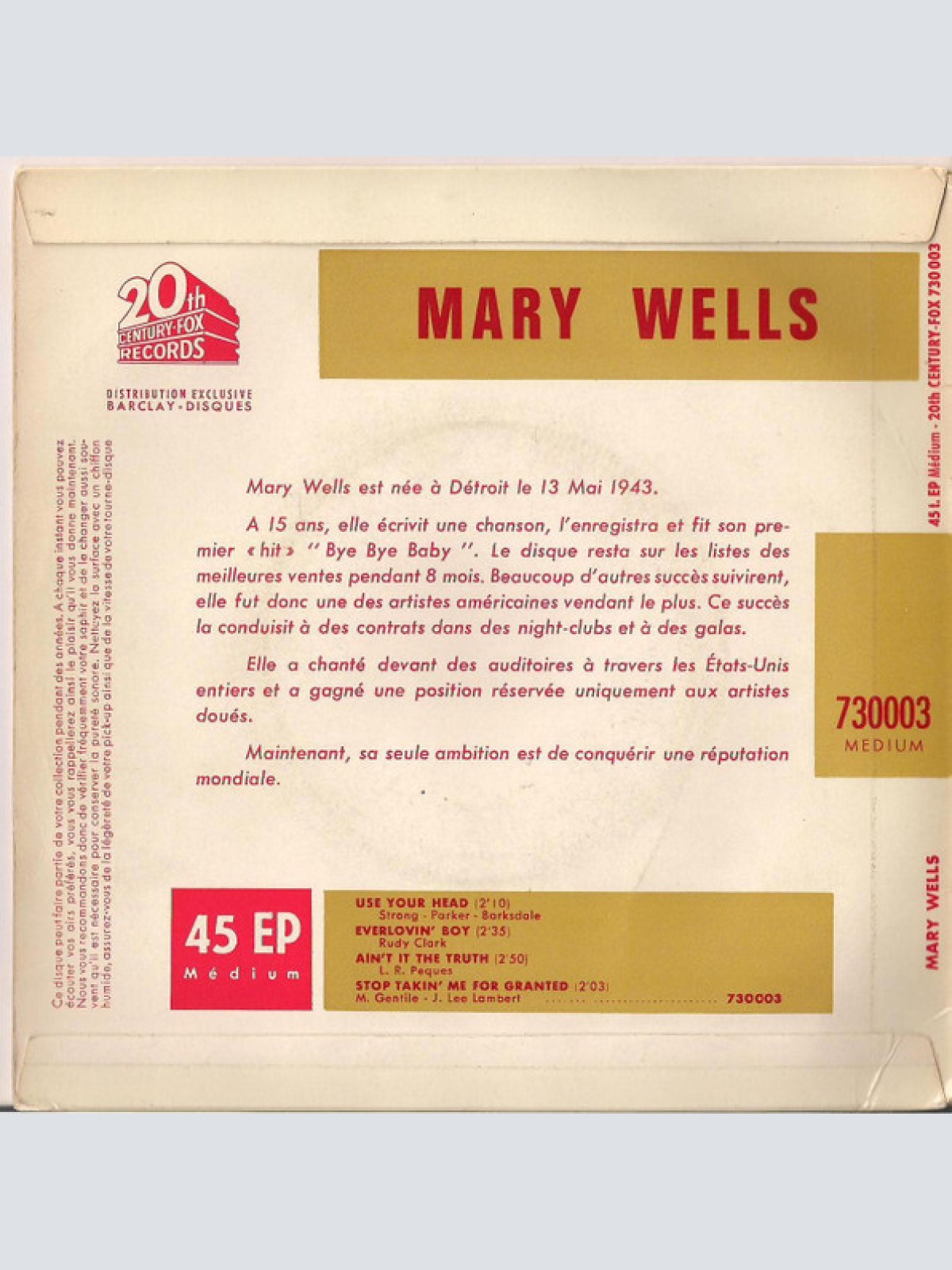 Vinyl / Mary Wells - Use Your Head