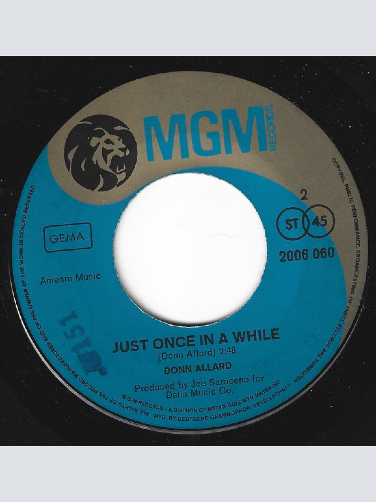 Vinyl / Donn Allard - I Believe In God / Just Once In A While