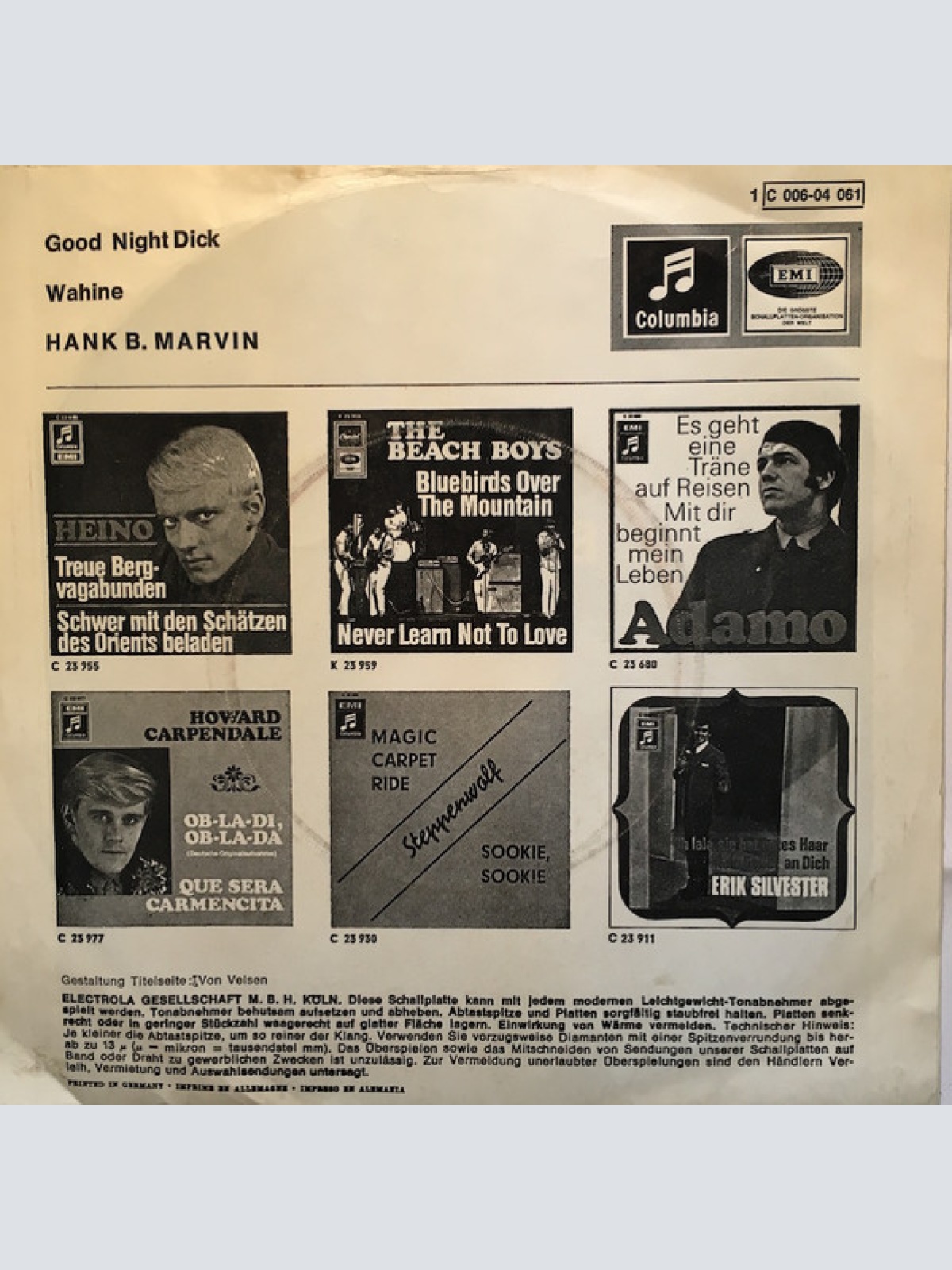Vinyl / Hank B. Marvin* - Goodnight Dick