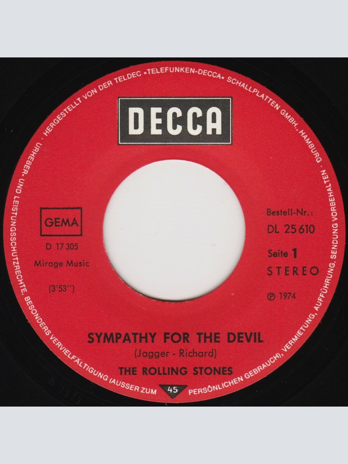 Vinyl / The Rolling Stones - Sympathy For The Devil