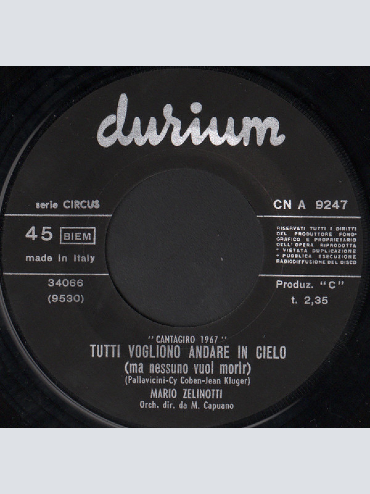 Vinyl / Mario Zelinotti - Tutti Vogliono Andare In Cielo (Ma Nessuno Vuol Morir)