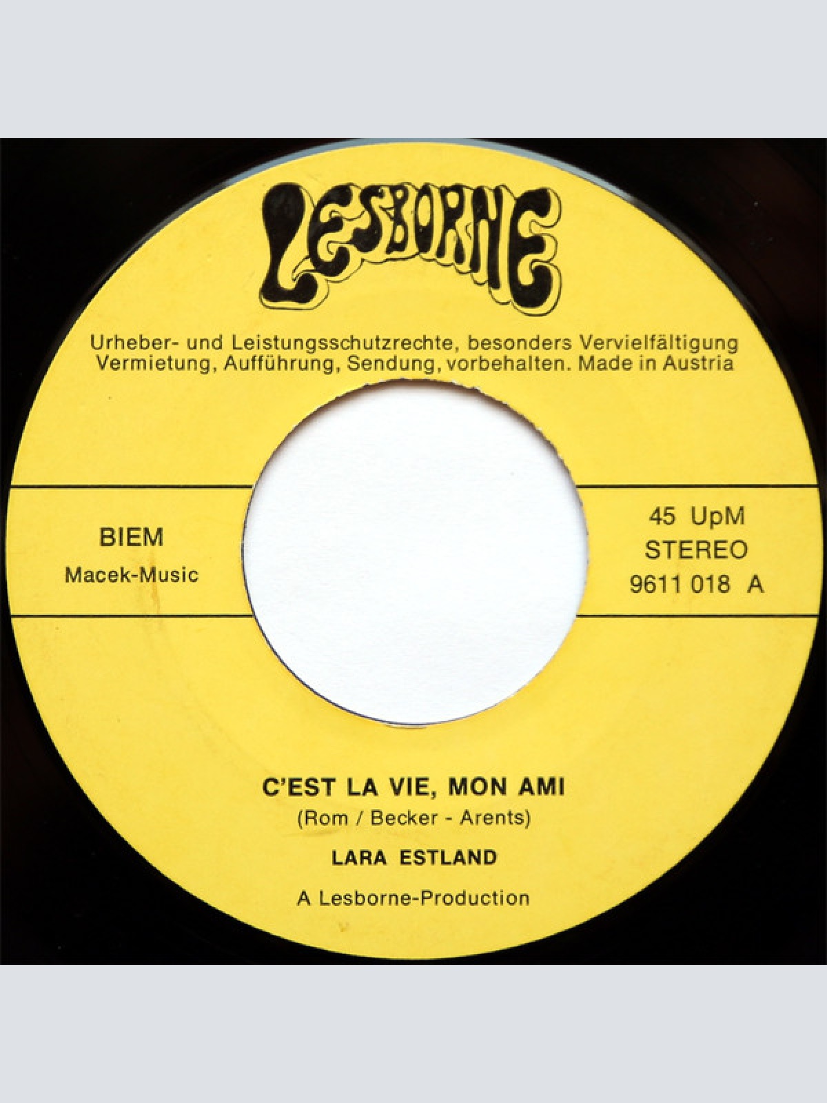 Vinyl / Lara Estland - C'Est La Vie, Mon Ami / Einsame Rose