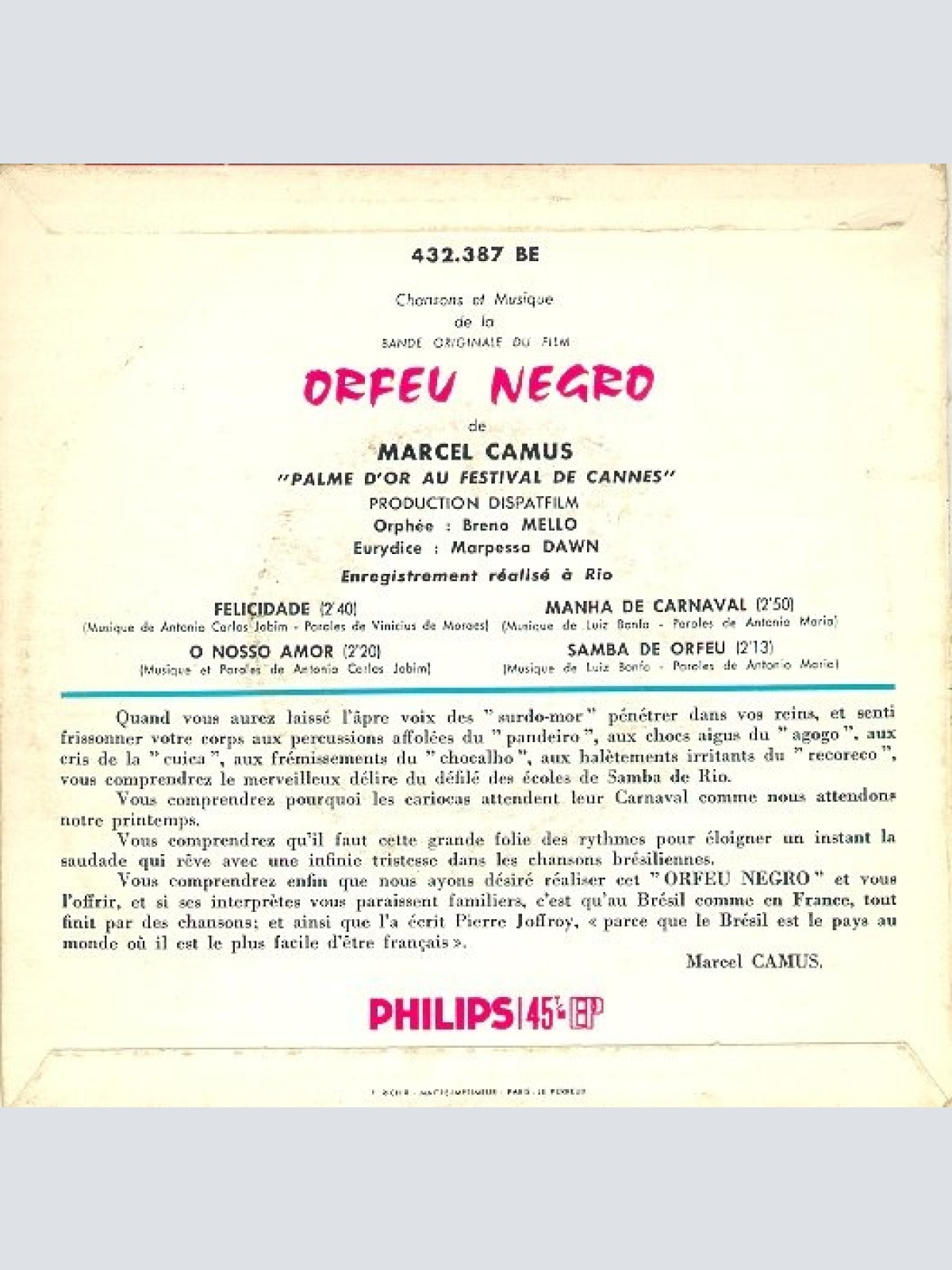 Vinyl / Breno Mello & Marpessa Dawn - Orfeu Negro (Bande Originale Du Film)