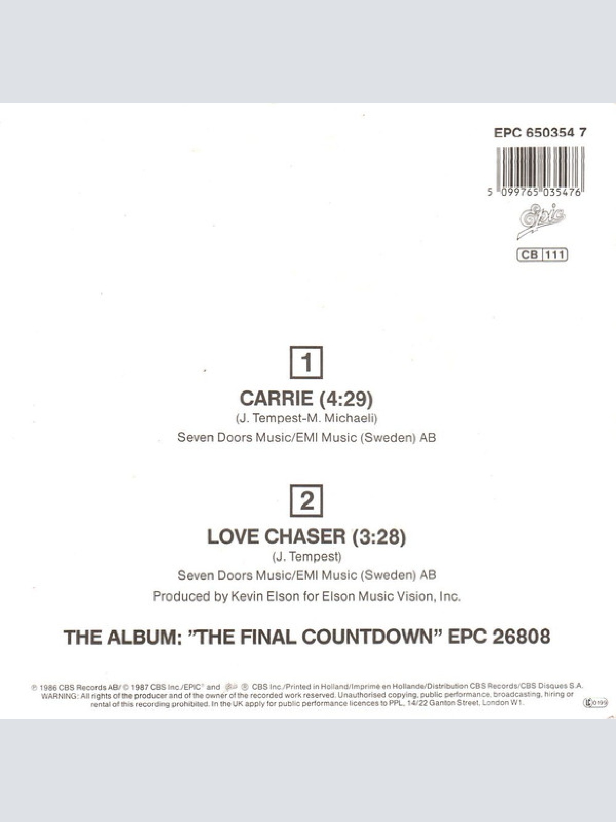 Vinyl / Europe (2) - Carrie