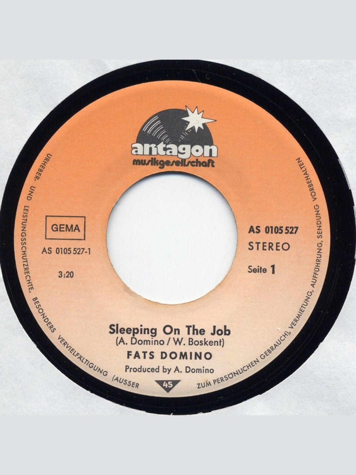 Vinyl / Fats Domino - Sleeping On The Job / After Hours