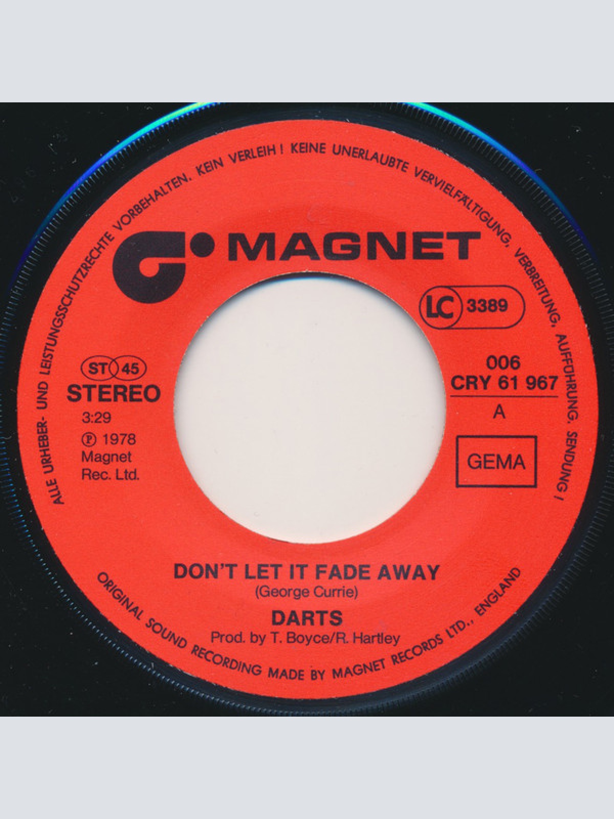 Vinyl / Darts - Don't Let It Fade Away