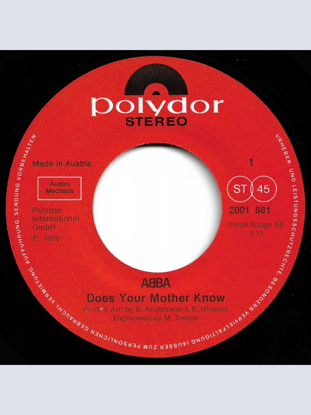 Vinyl / ABBA - Does Your Mother Know / Kisses Of Fire
