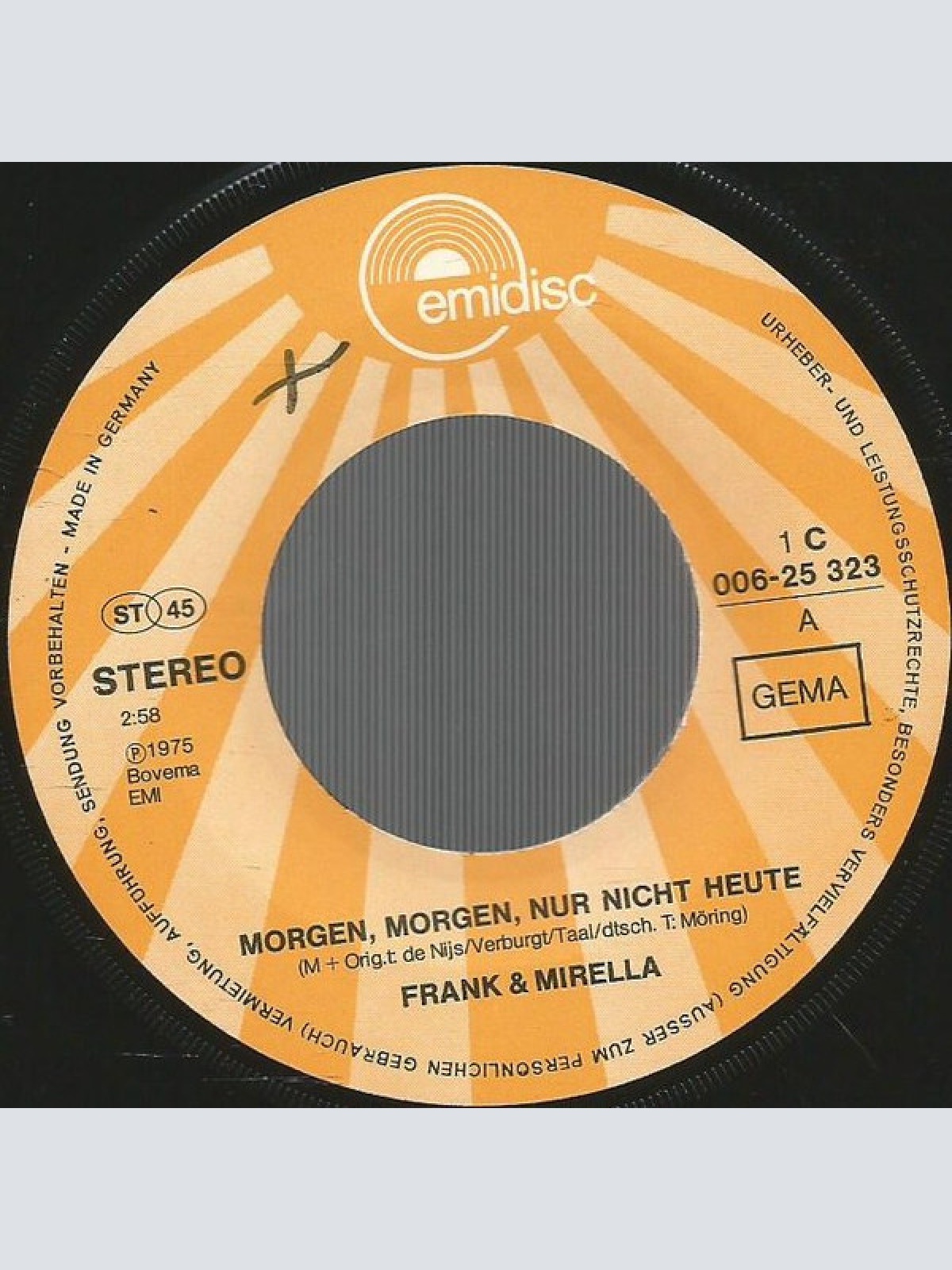 Vinyl / Frank & Mirella - Morgen, Morgen, Nur Nicht Heute