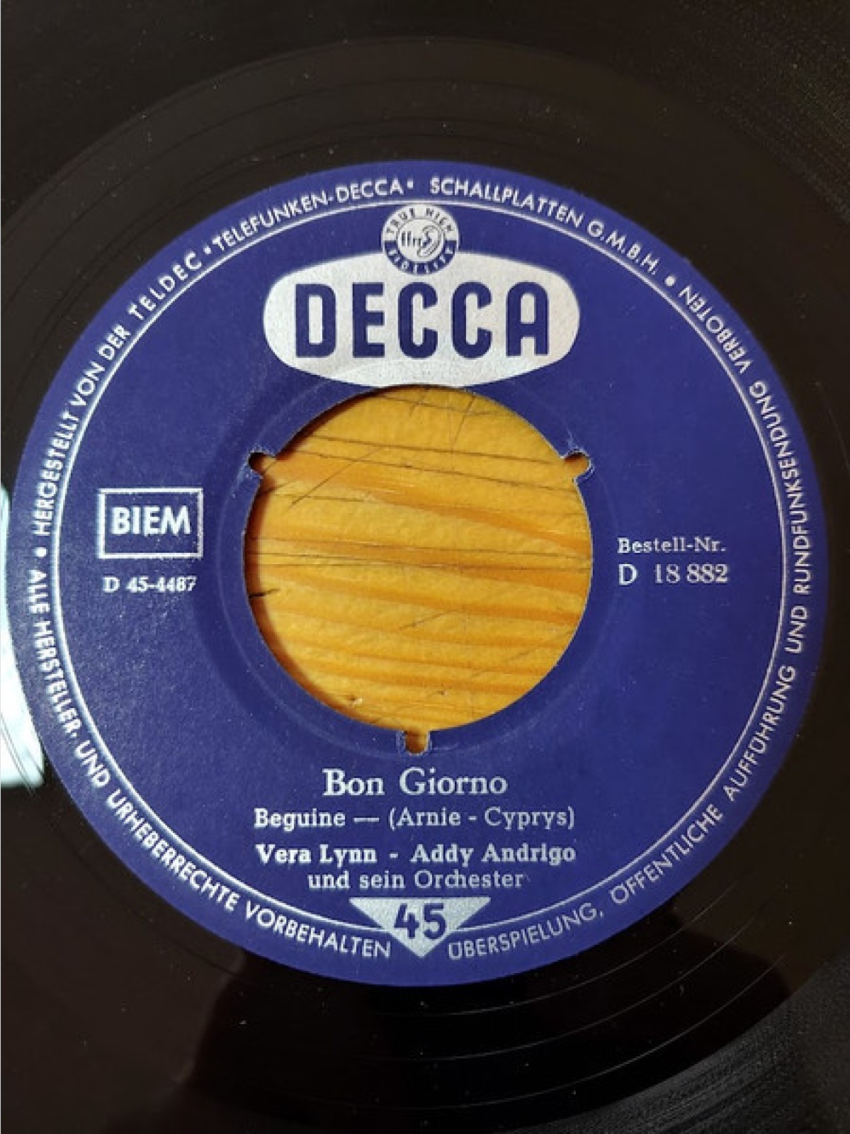 Vinyl / Vera Lynn, Addy Andrigo Und Sein Orchester - Bon Giorno / Sweetheart, My Darling, My Dear