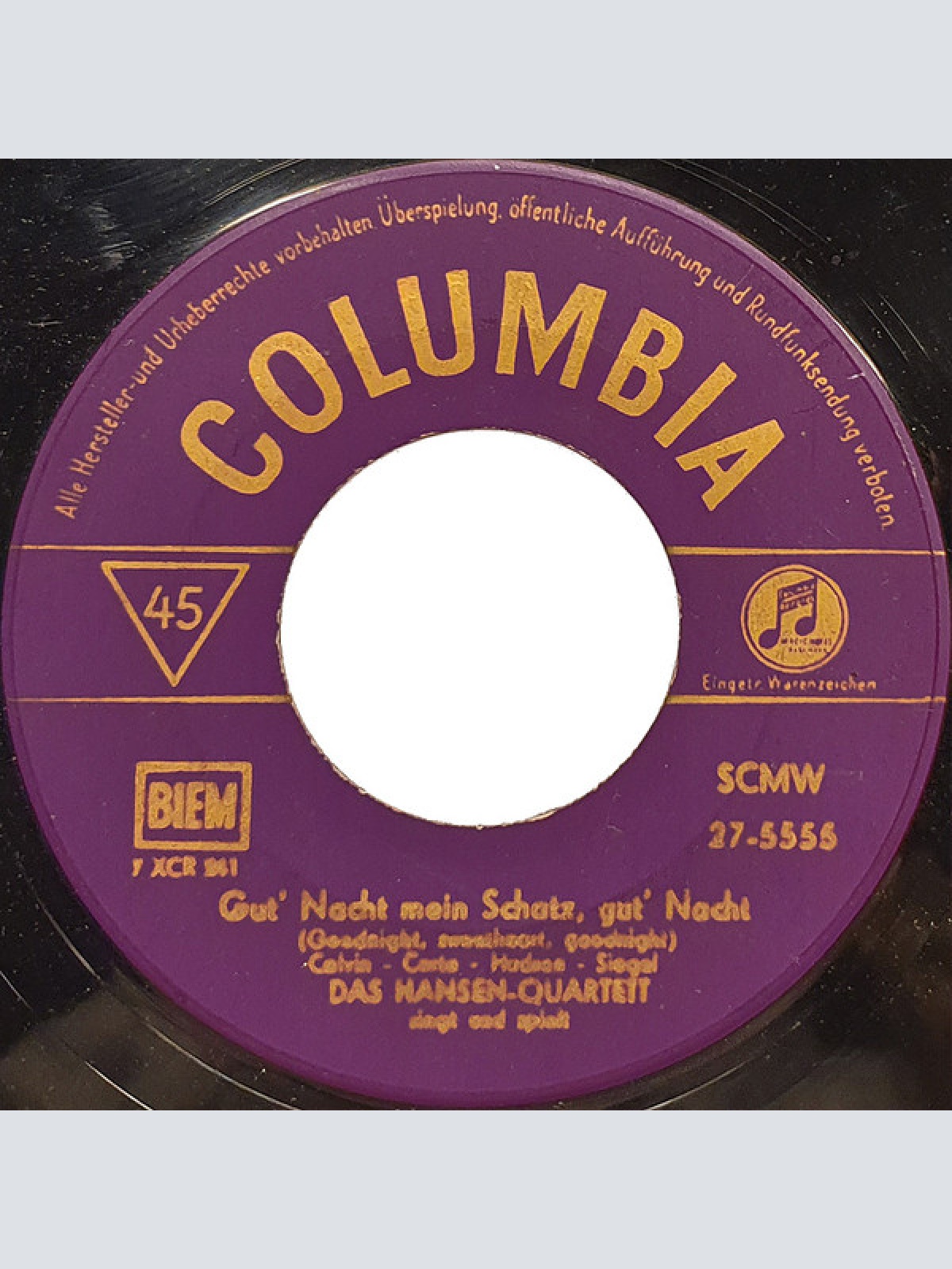 Vinyl / Das Hansen-Quartett - Ich Hab Dich So Lieb / Gut' Nacht Mein Schatz, Gut' Nacht