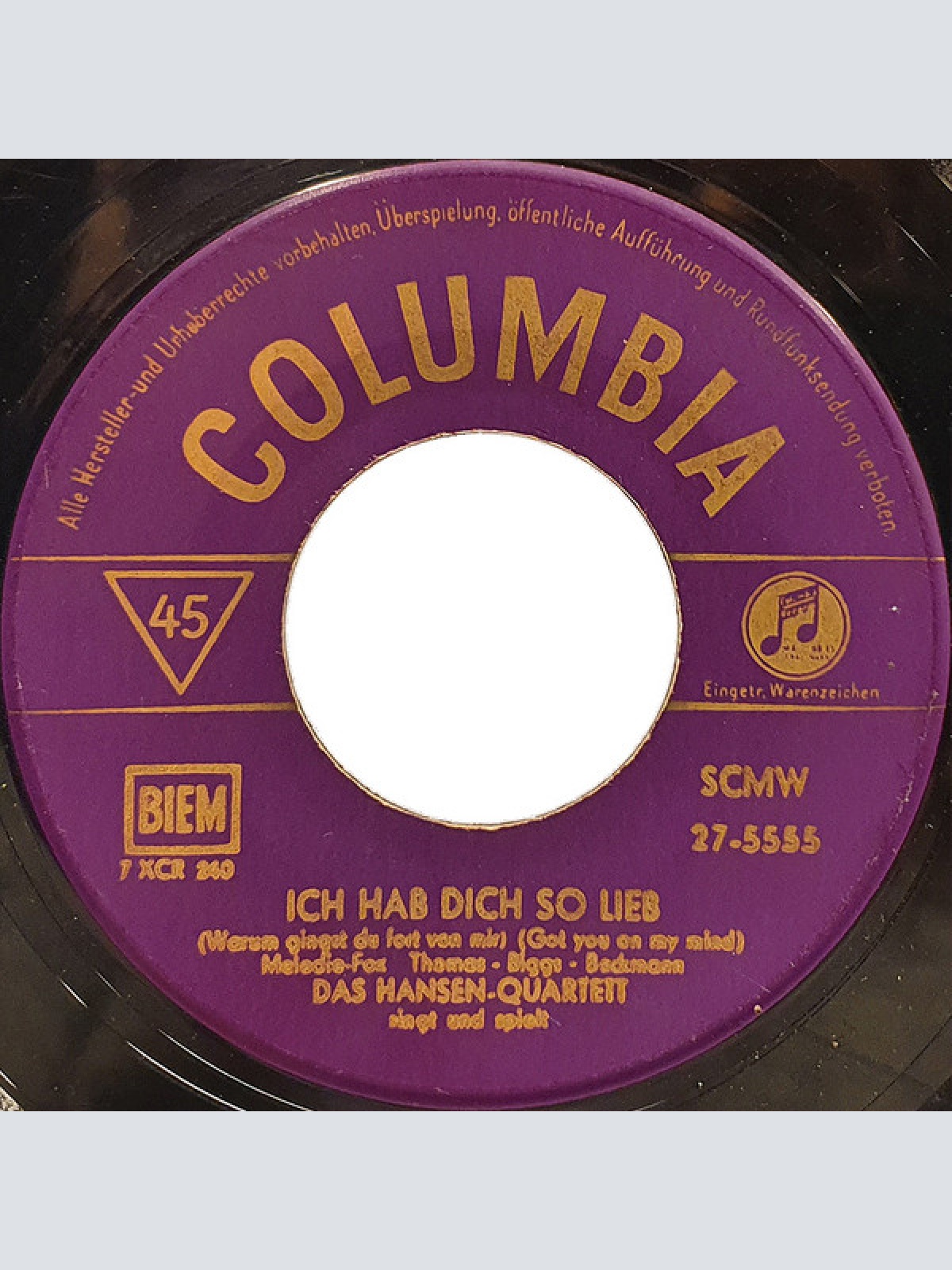 Vinyl / Das Hansen-Quartett - Ich Hab Dich So Lieb / Gut' Nacht Mein Schatz, Gut' Nacht