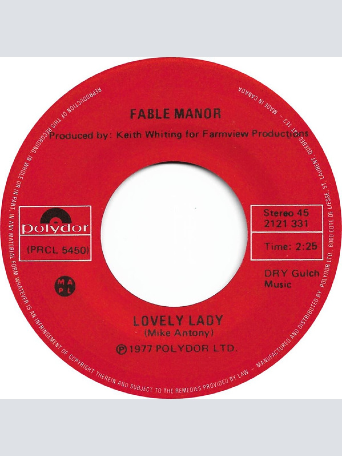 Vinyl / Fable Manor - I Think We`re Alone Now