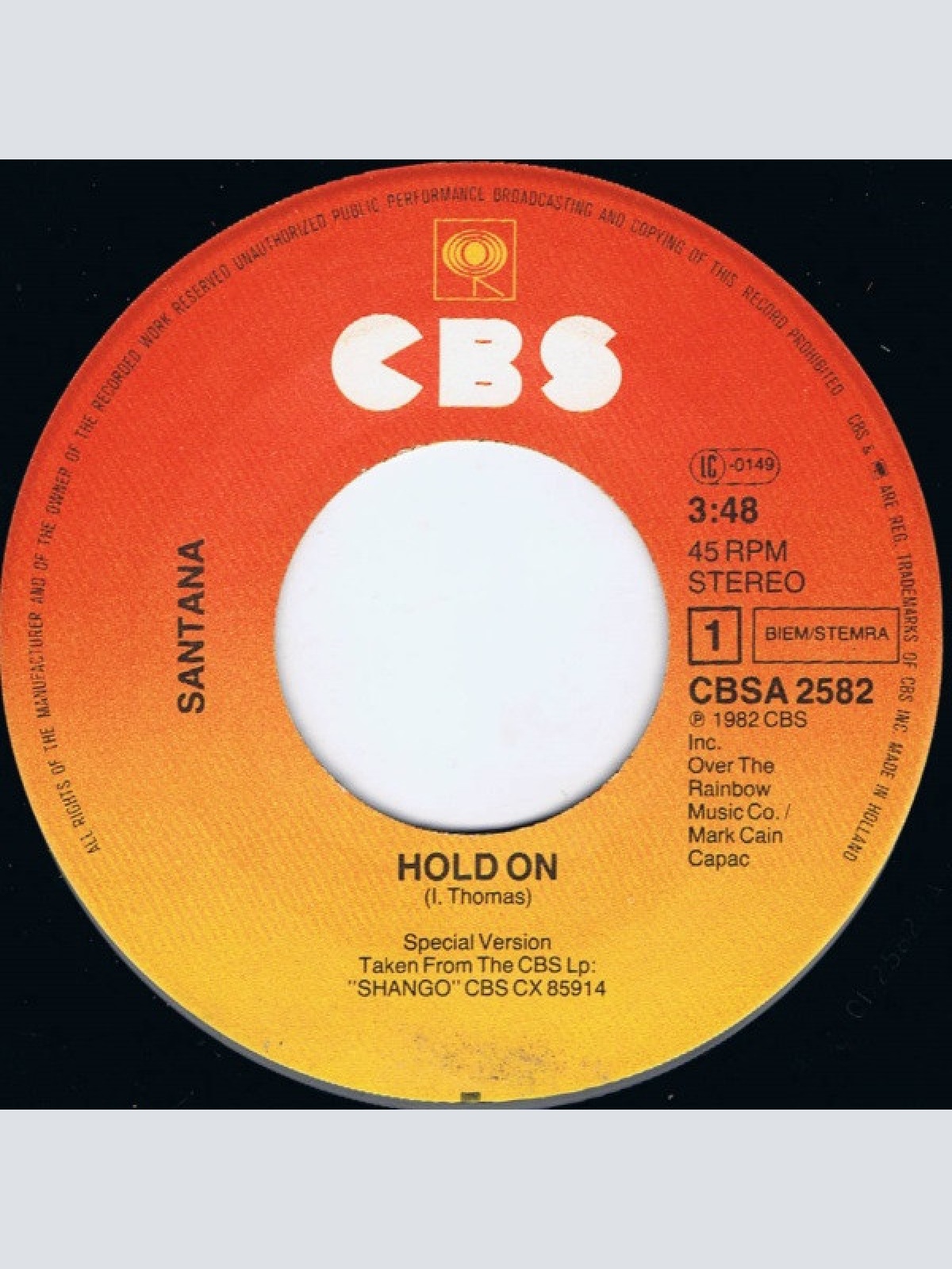 Vinyl / Santana - Hold On