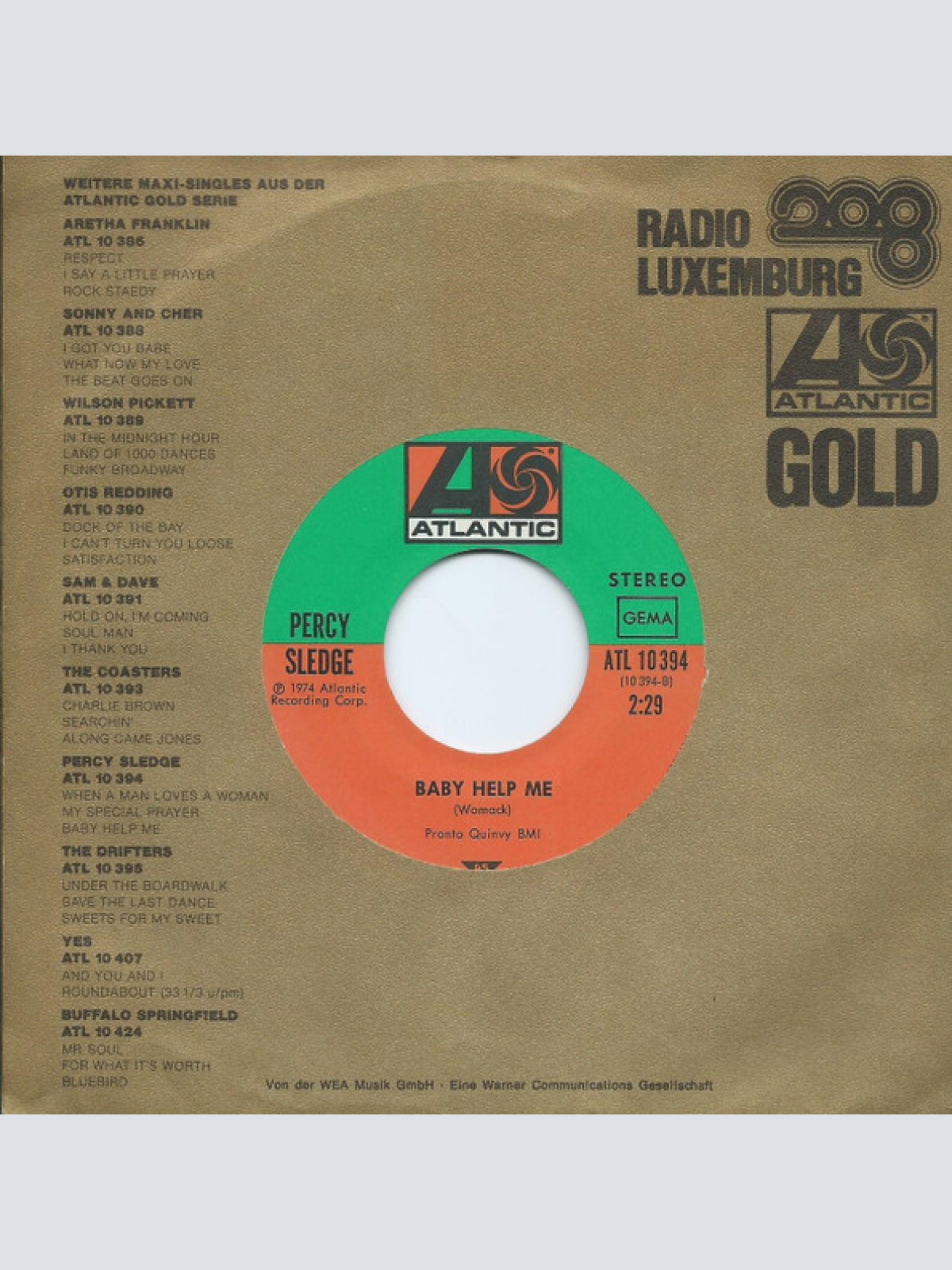 Vinyl / Percy Sledge - When A Man Loves A Woman / My Special Prayer