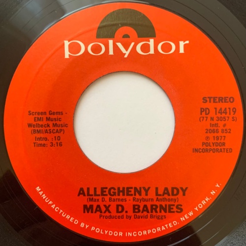 Vinyl / Max D. Barnes - Allegheny Lady