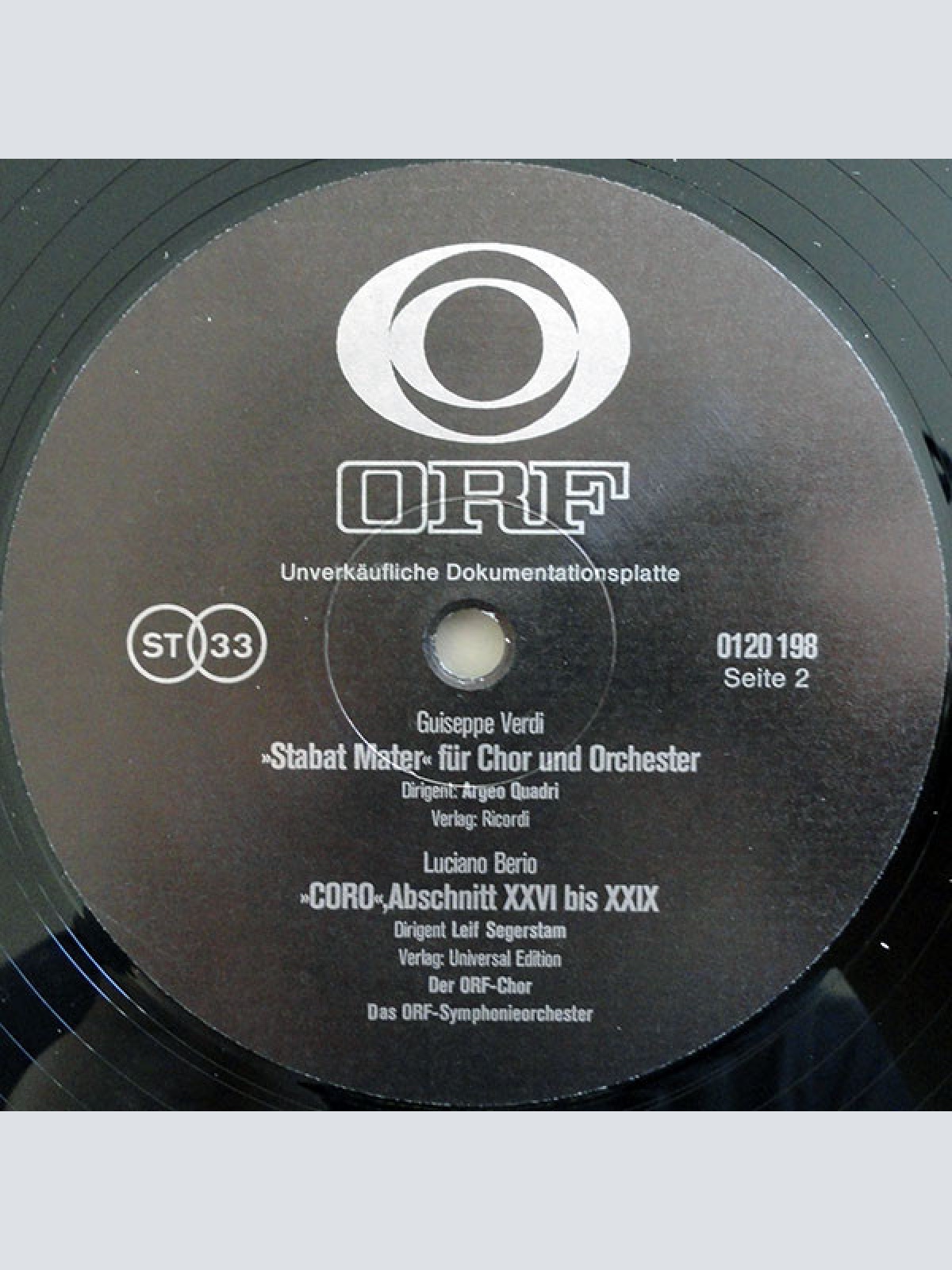 Vinyl / Brahms* - Webern* - Verdi* - Berio* / ORF-Chor, ORF Symphonieorchester - ORF Chor - Orchester - Konzert '77