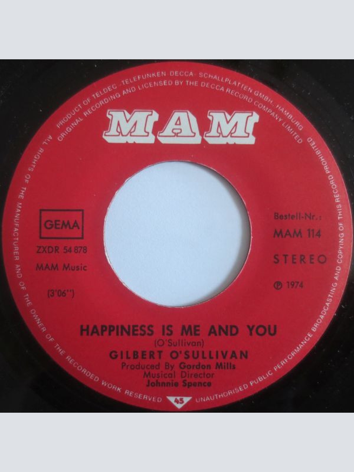 Vinyl / Gilbert O'Sullivan - Happiness Is Me And You / Breakfast, Dinner And Tea